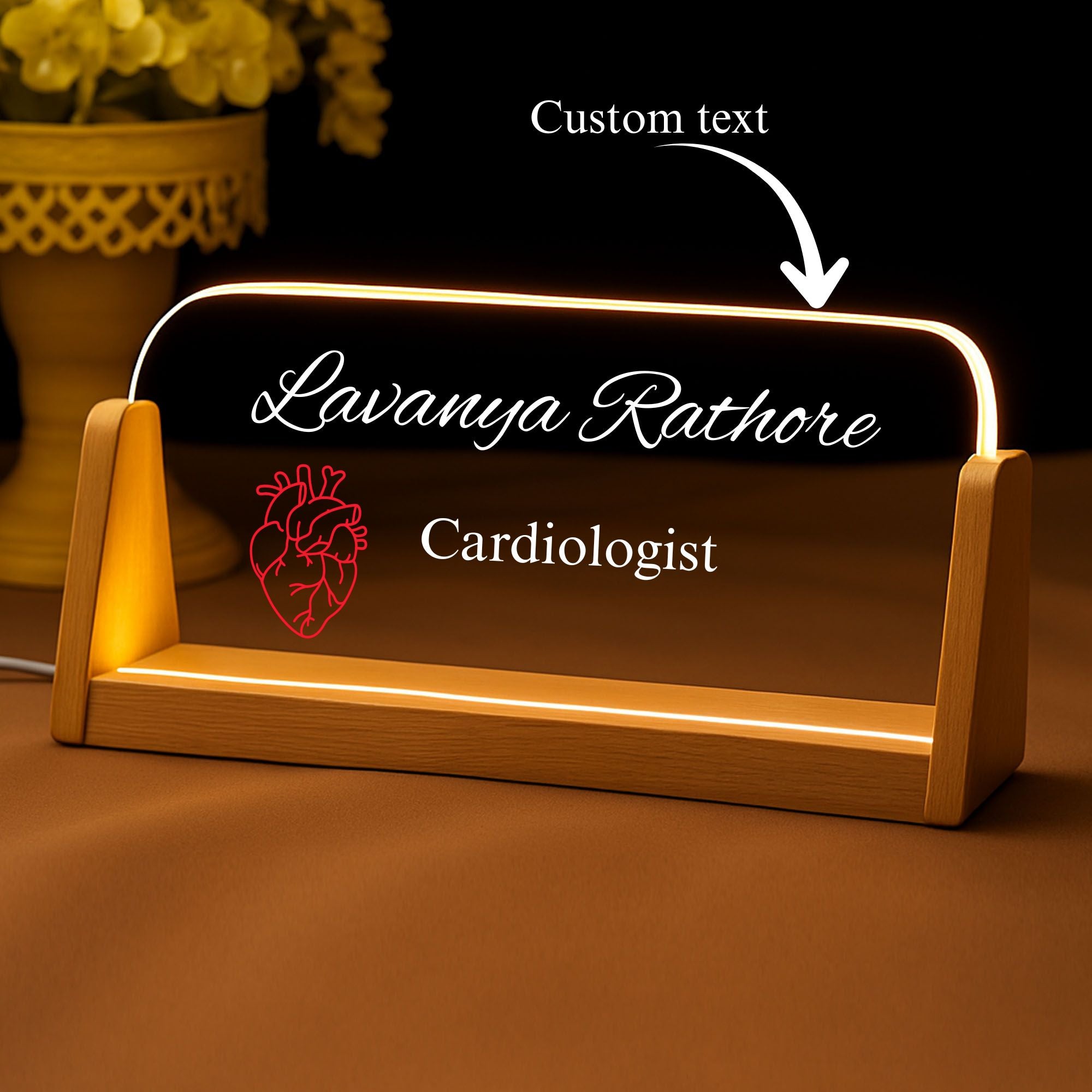 Customized Acrylic Designation Name Plate with Adapter|Cardiologist