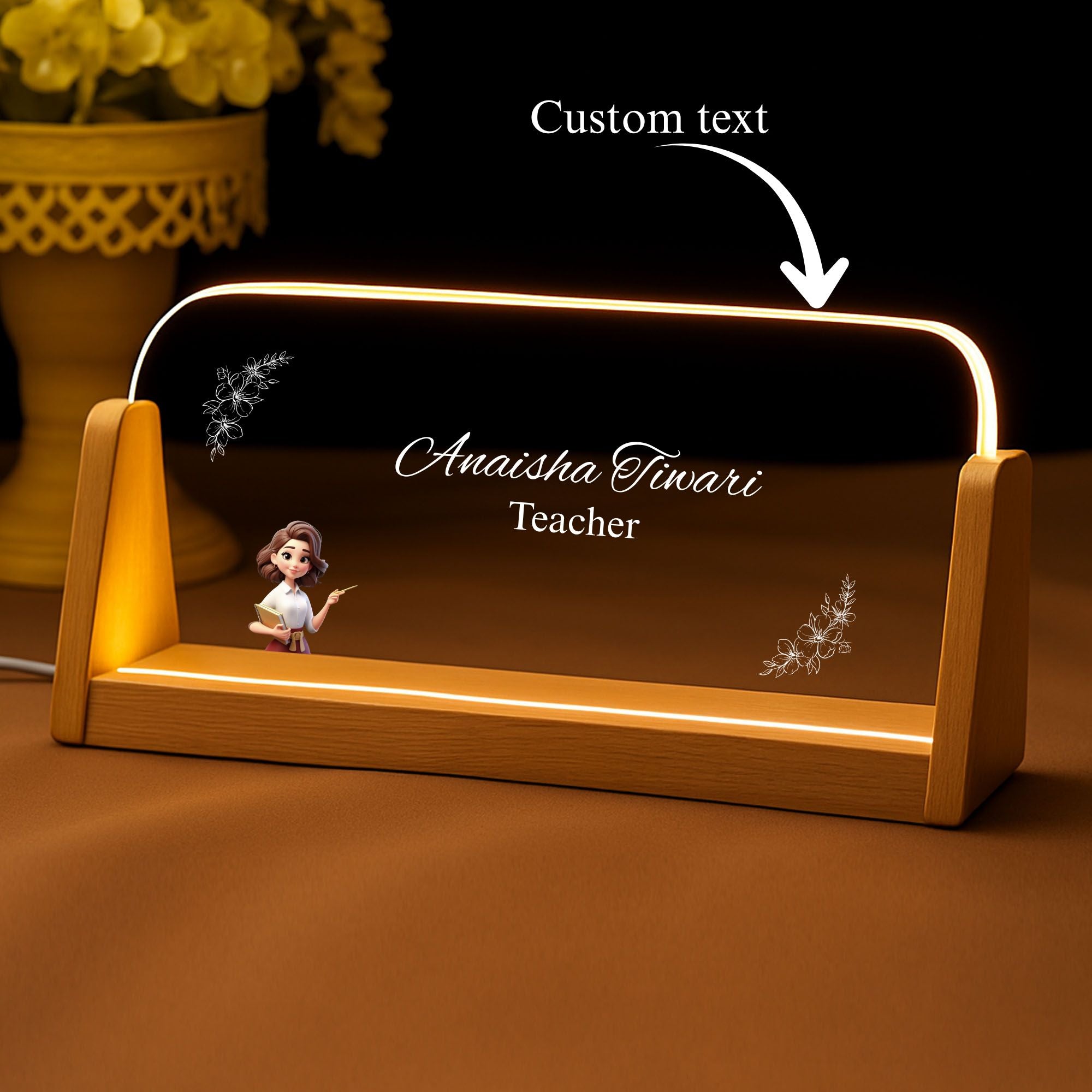 Customized Acrylic Designation Name Plate with Adapter | Personalized Office & Professional Name Board| Teacher