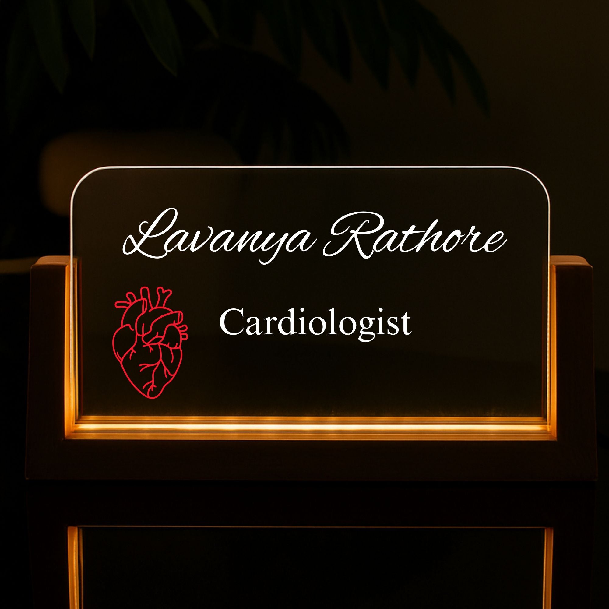Customized Acrylic Designation Name Plate with Adapter|Cardiologist