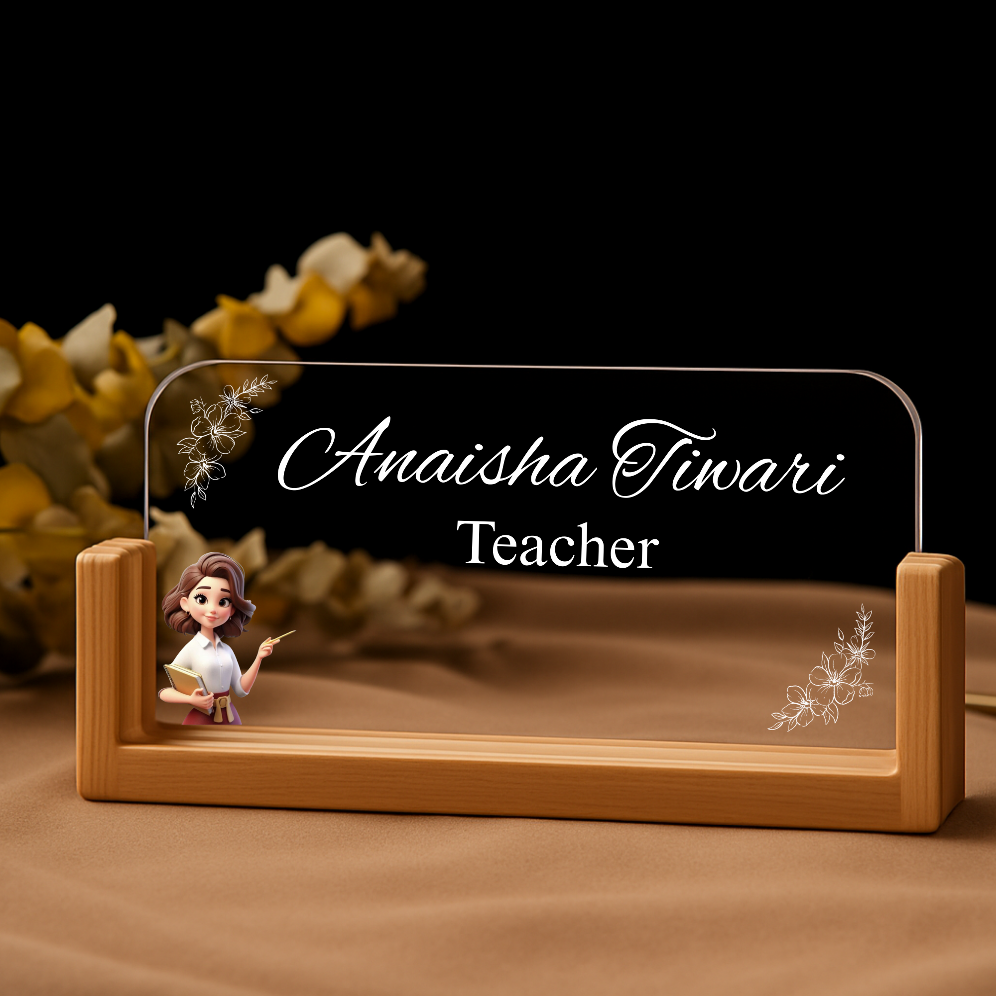 Customized Acrylic Designation Name Plate with Adapter | Personalized Office & Professional Name Board| Teacher