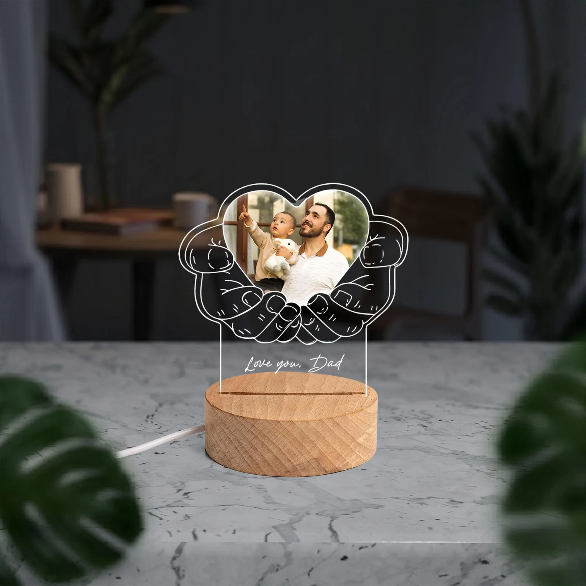 Custom Photo Night Light, Daddy Photo Collage LED Light, Personalized Photo Lamp, Birthday Gift for Dad, Father&