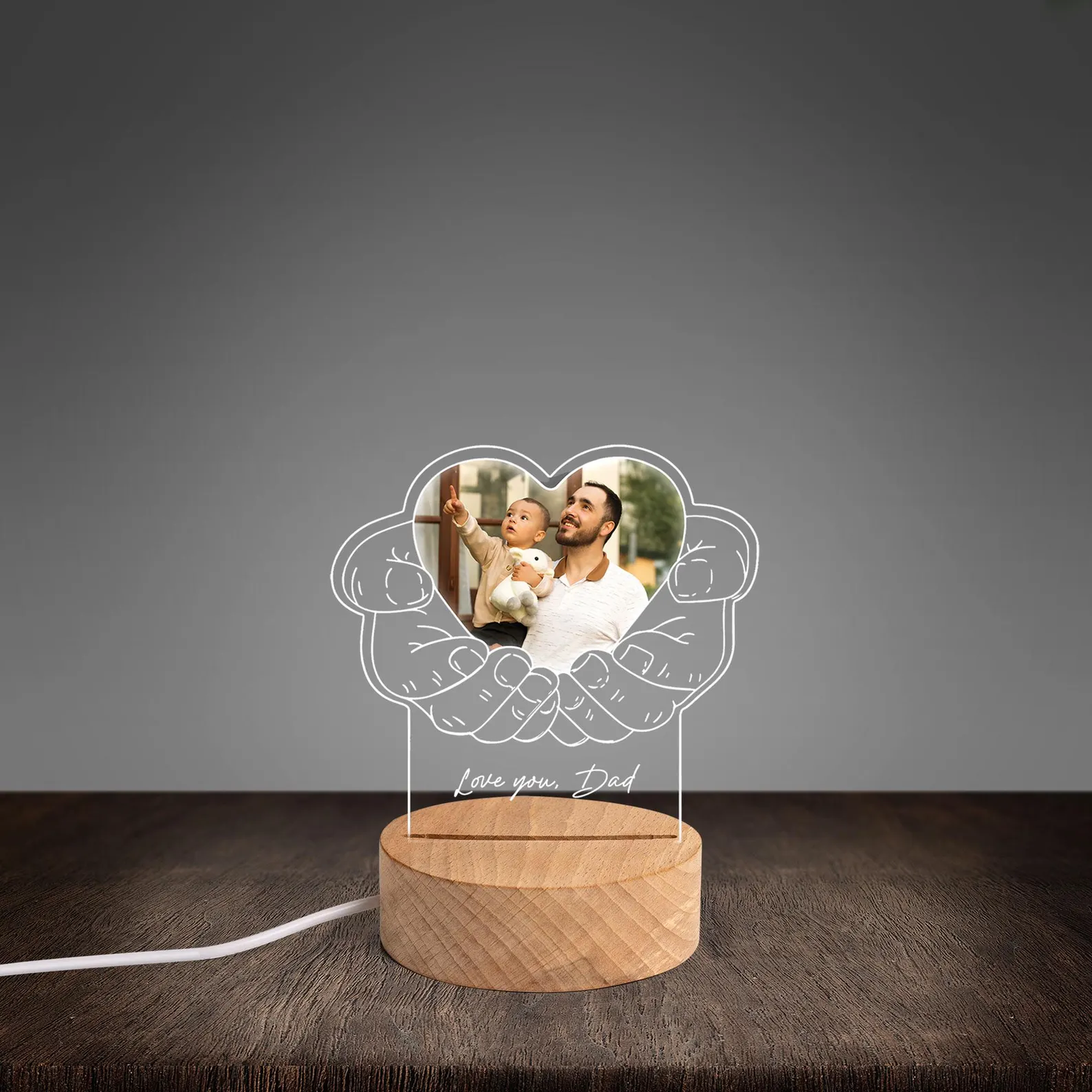 Custom Photo Night Light, Daddy Photo Collage LED Light, Personalized Photo Lamp, Birthday Gift for Dad, Father&