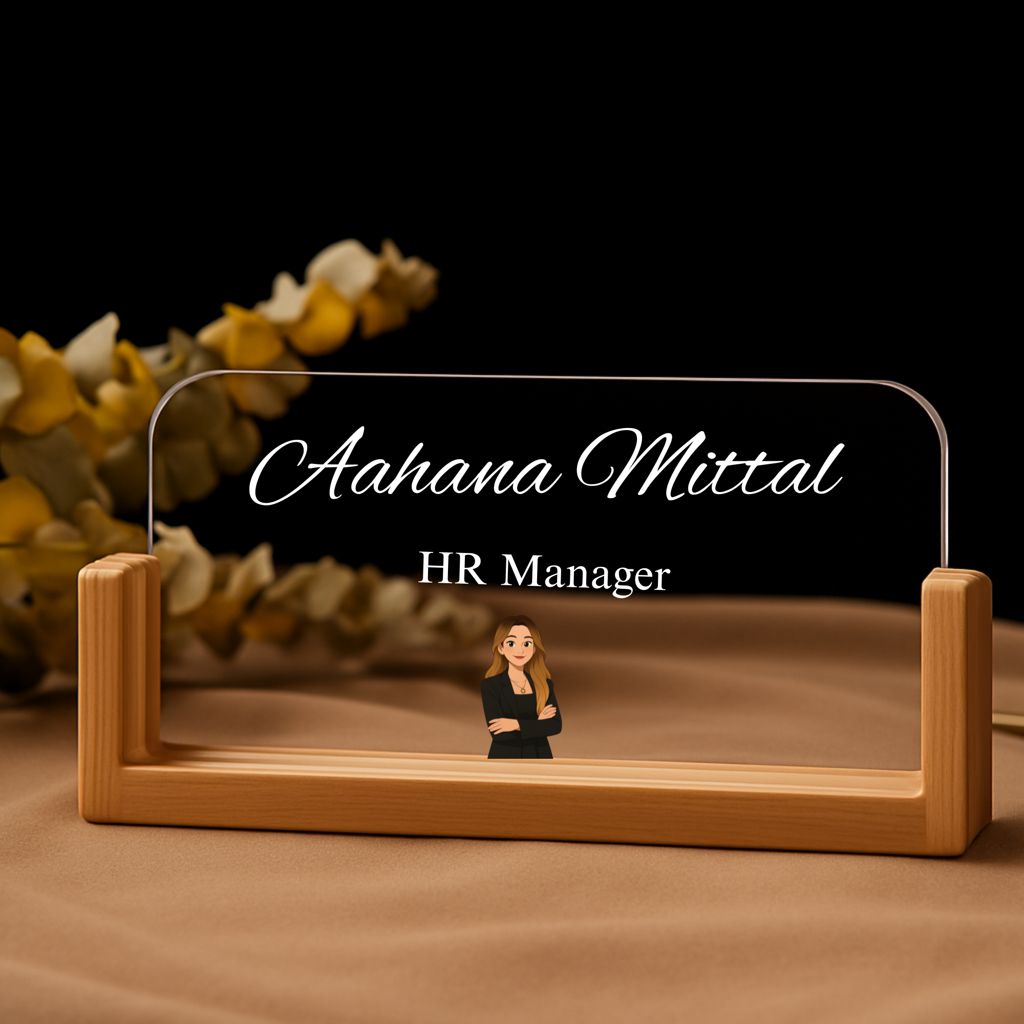 Customized Acrylic Designation Name Plate with Adapter|Personalized Office & Professional Name Board | HR