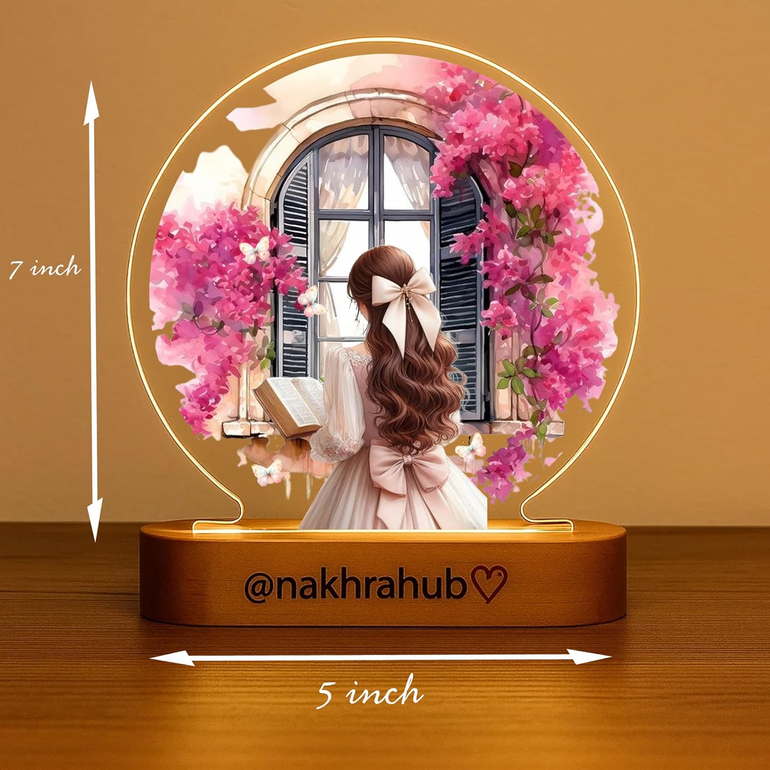 Personalized Acrylic Photo Frame with Wooden Base | Aesthetic Window-View Art Gift