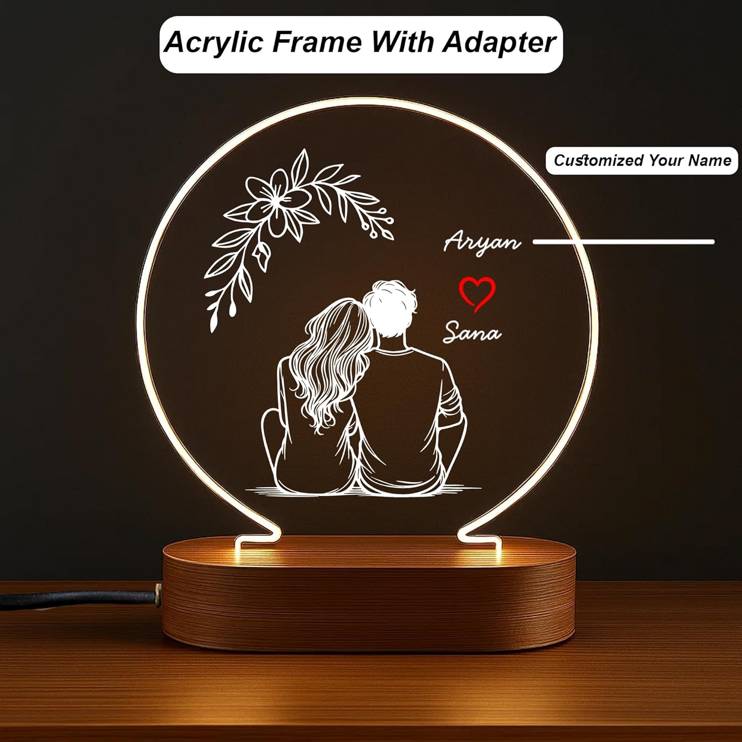 Personalized Acrylic Photo Frame on Wooden Base | Premium Memory Display