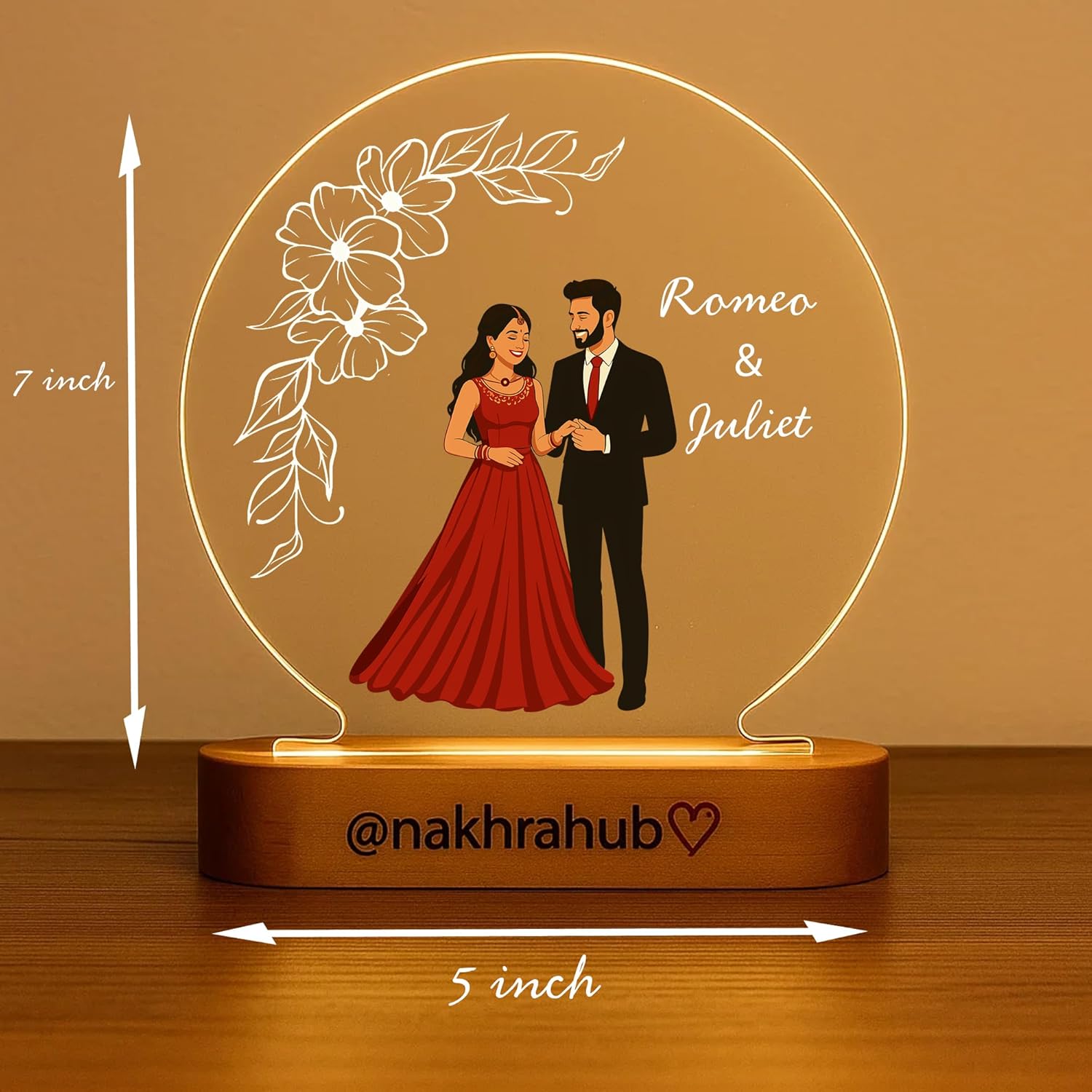 Acrylic Customized Photo Frame with LED | Personalized Name & Picture | Premium Birthday & Anniversary Gift