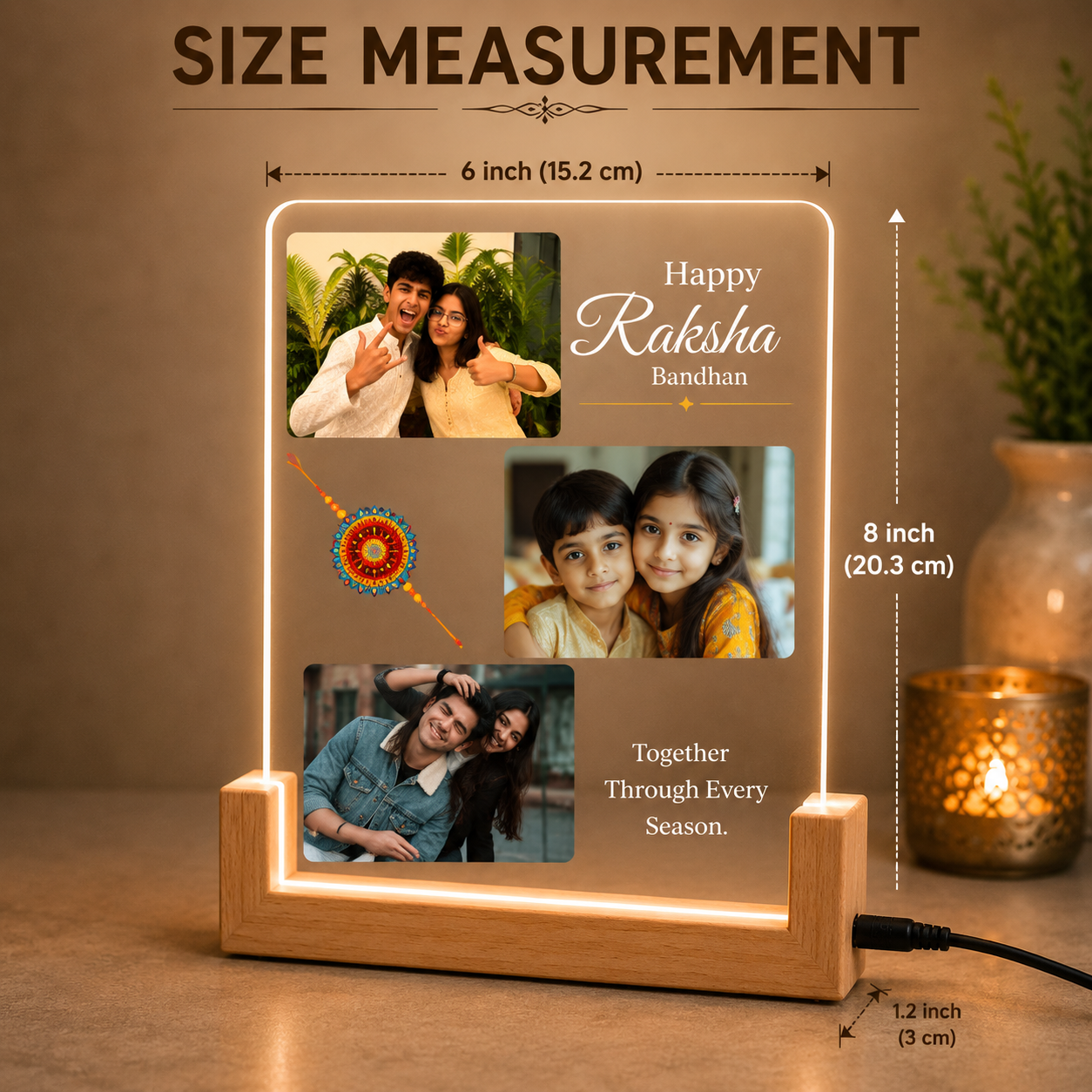 Custom Acrylic LED Photo Frame Lamp for Raksha Bandhan | Personalized Brother Gift |