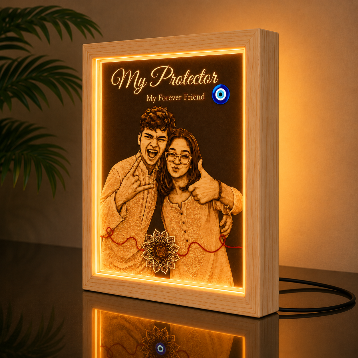 Personalized Acrylic LED Lamp for Raksha Bandhan | Custom Photo Gift for Brother |