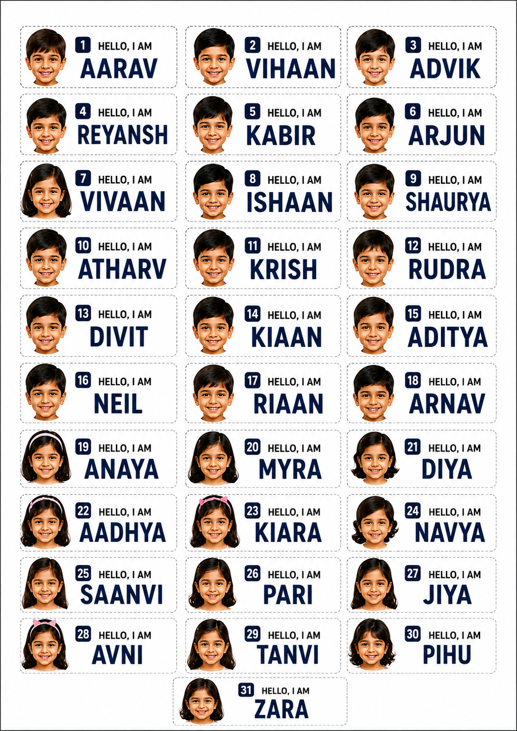 Custom 3D Waterproof Name Stickers with photo | Durable & Stylish- Set of 31