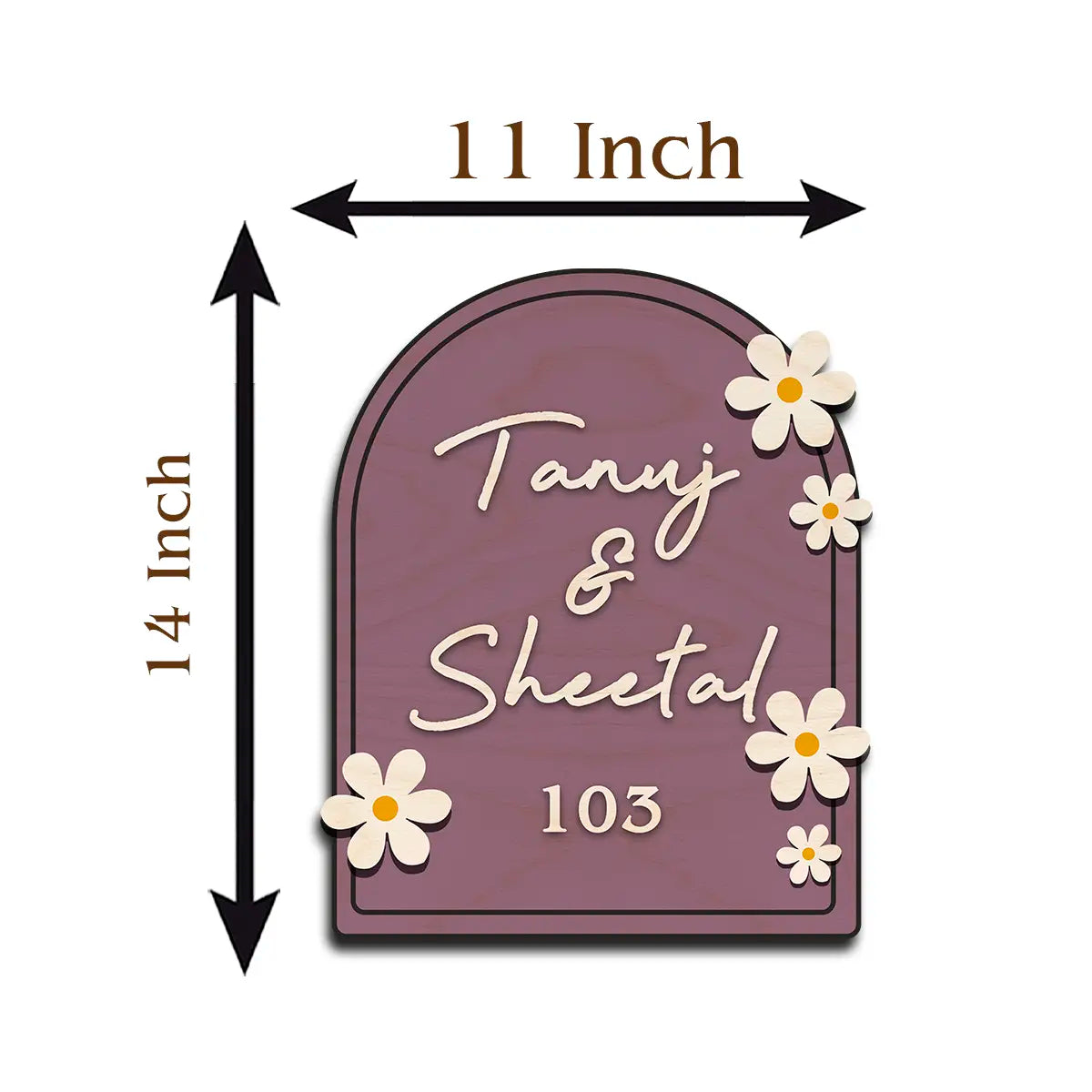 Modern Round Wooden Nameplate with 3D Acrylic Letters | Custom Made Wooden Nameplate with Daisy Charm | Personalized | 11X14 Inch(Copy)