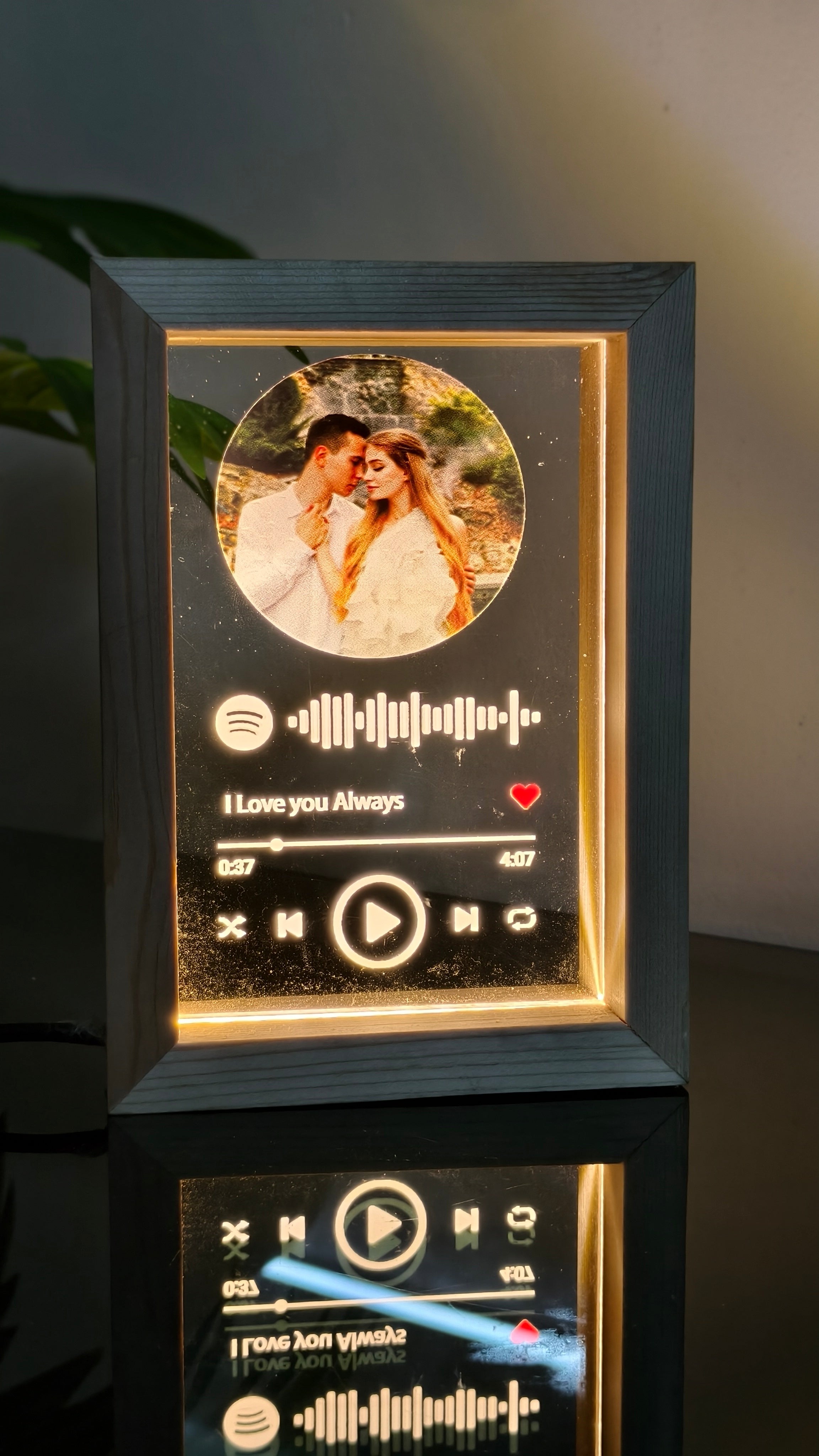 Personalized LED with Wooden Frame: Custom Engraved Acrylic Sign with Your Text or Photo | Unique Gift, Home Decor,