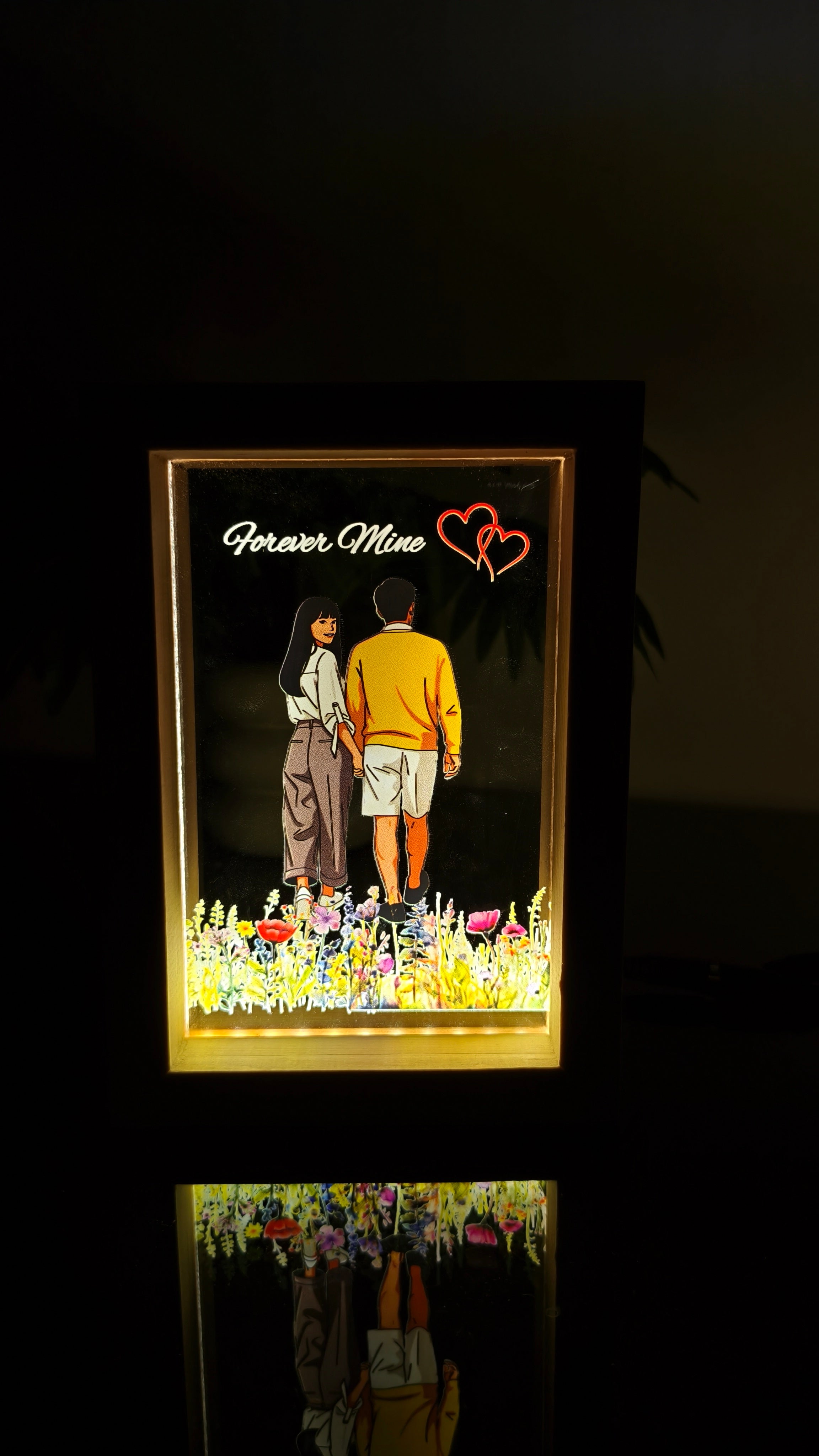 Personalized LED with Wooden Frame: Custom Engraved Acrylic Sign with Your Text or Photo | Unique Gift, Home Decor,