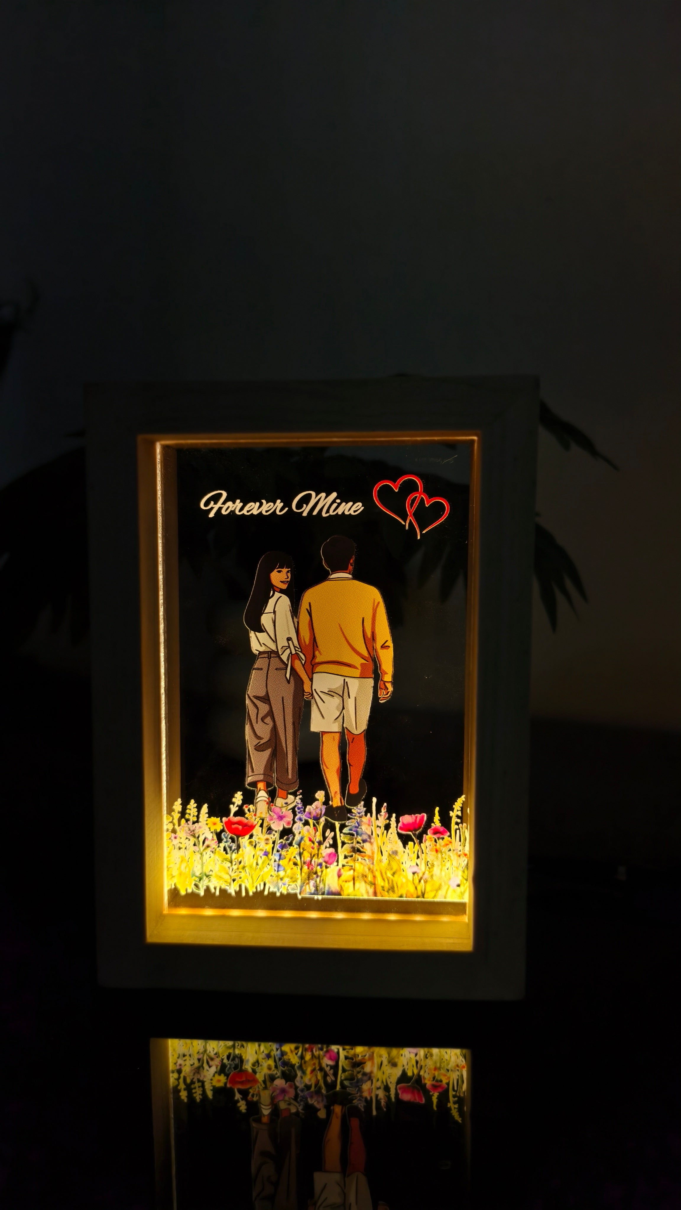 Personalized LED with Wooden Frame: Custom Engraved Acrylic Sign with Your Text or Photo | Unique Gift, Home Decor,
