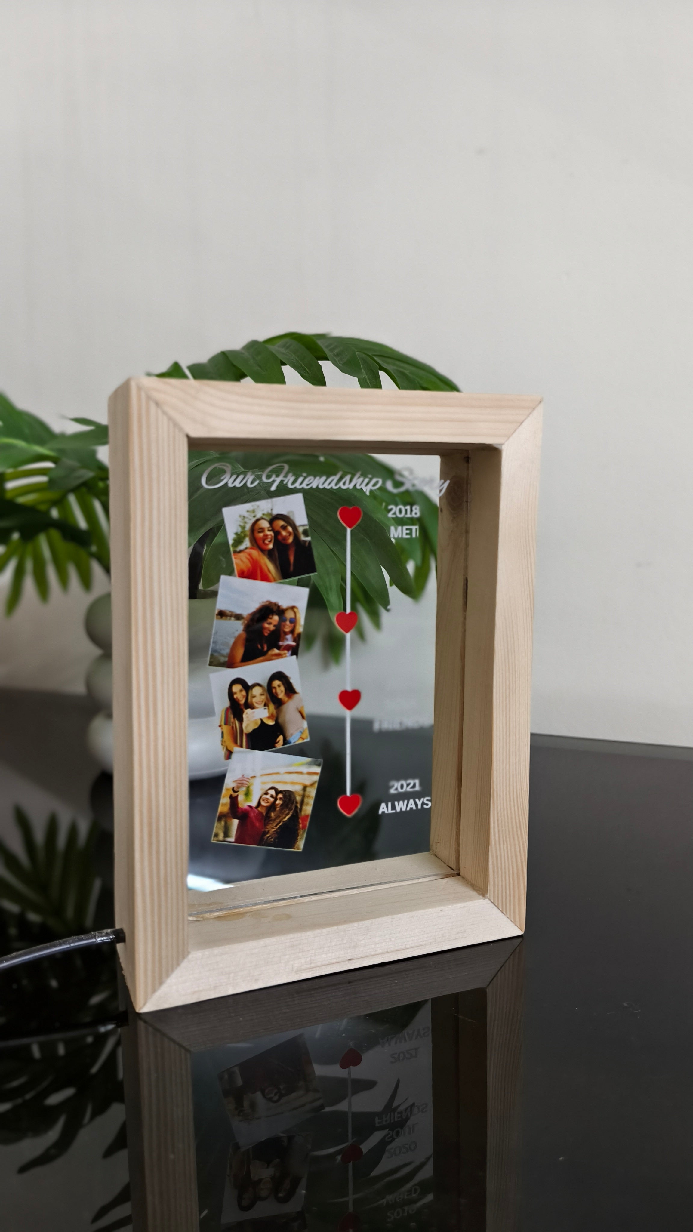 Personalized LED with Wooden Frame: Custom Engraved Acrylic Sign with Your Text or Photo | Unique Gift, Home Decor,