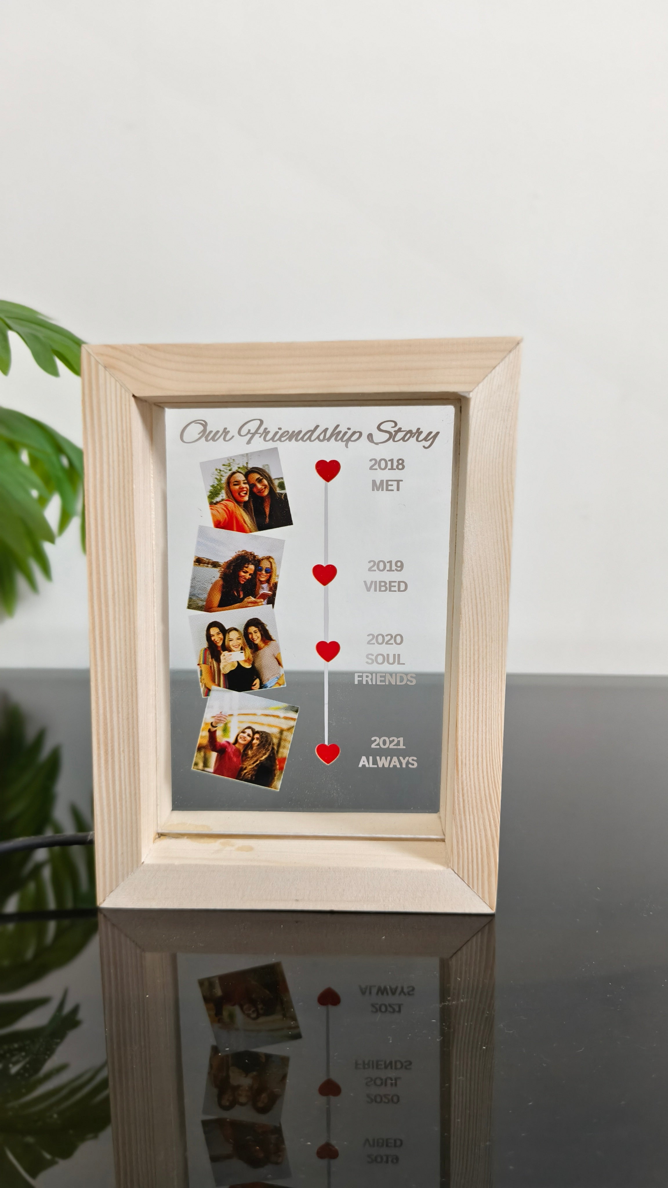 Personalized LED with Wooden Frame: Custom Engraved Acrylic Sign with Your Text or Photo | Unique Gift, Home Decor,