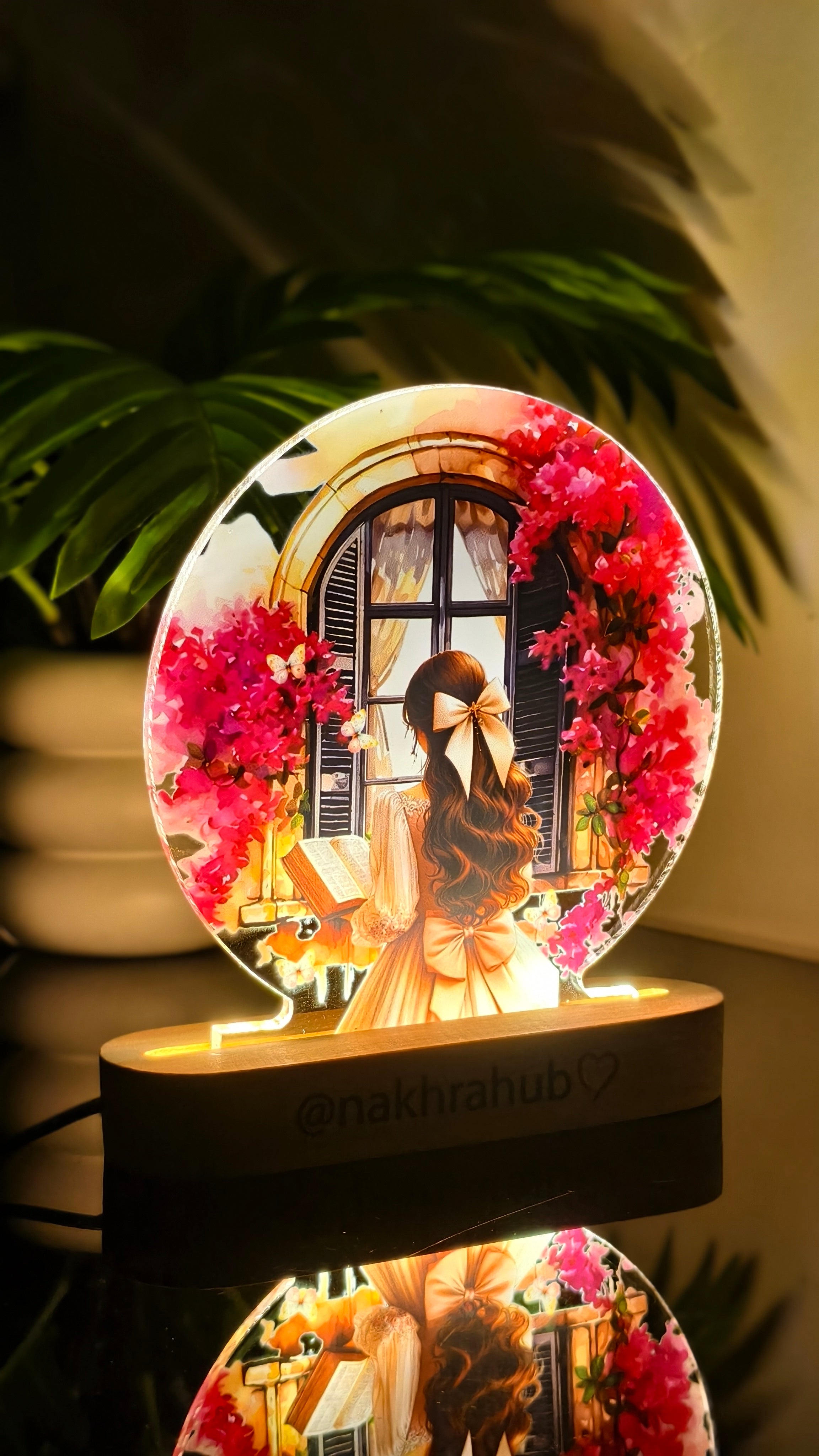 Personalized Acrylic Photo Frame with Wooden Base | Aesthetic Window-View Art Gift