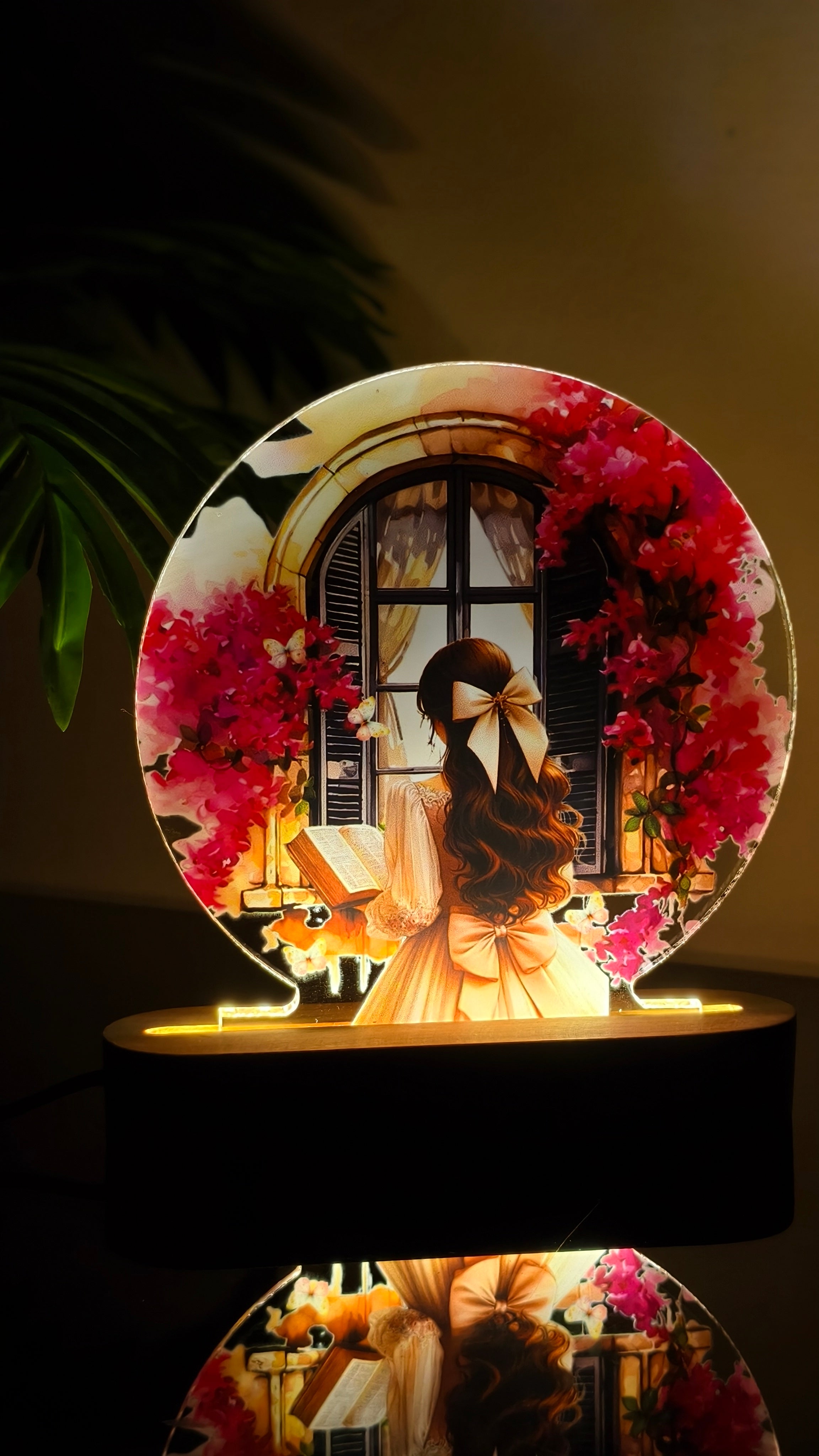 Personalized Acrylic Photo Frame with Wooden Base | Aesthetic Window-View Art Gift