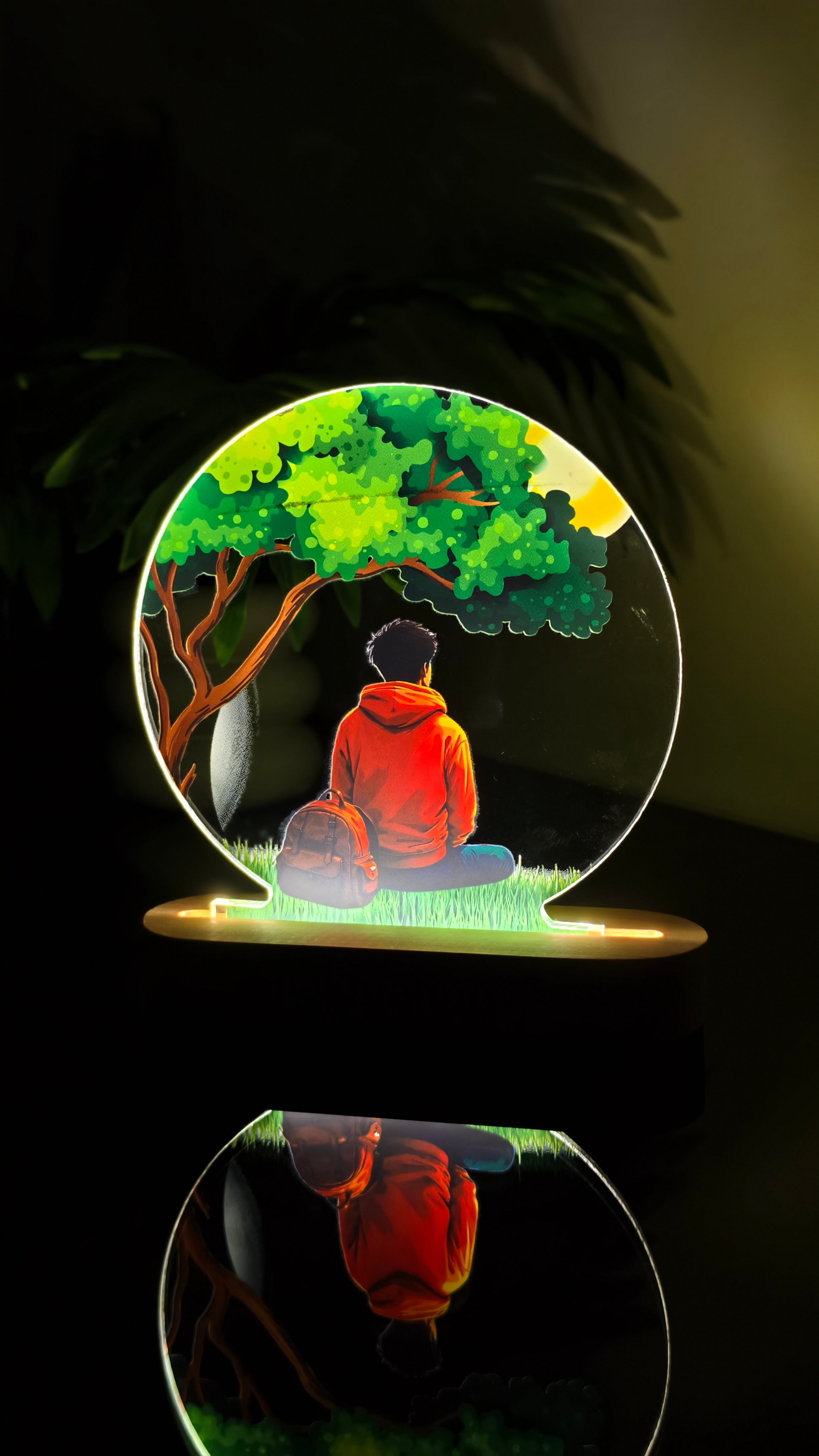 Personalized Acrylic Frame on Wooden Base | Modern Photo Gift