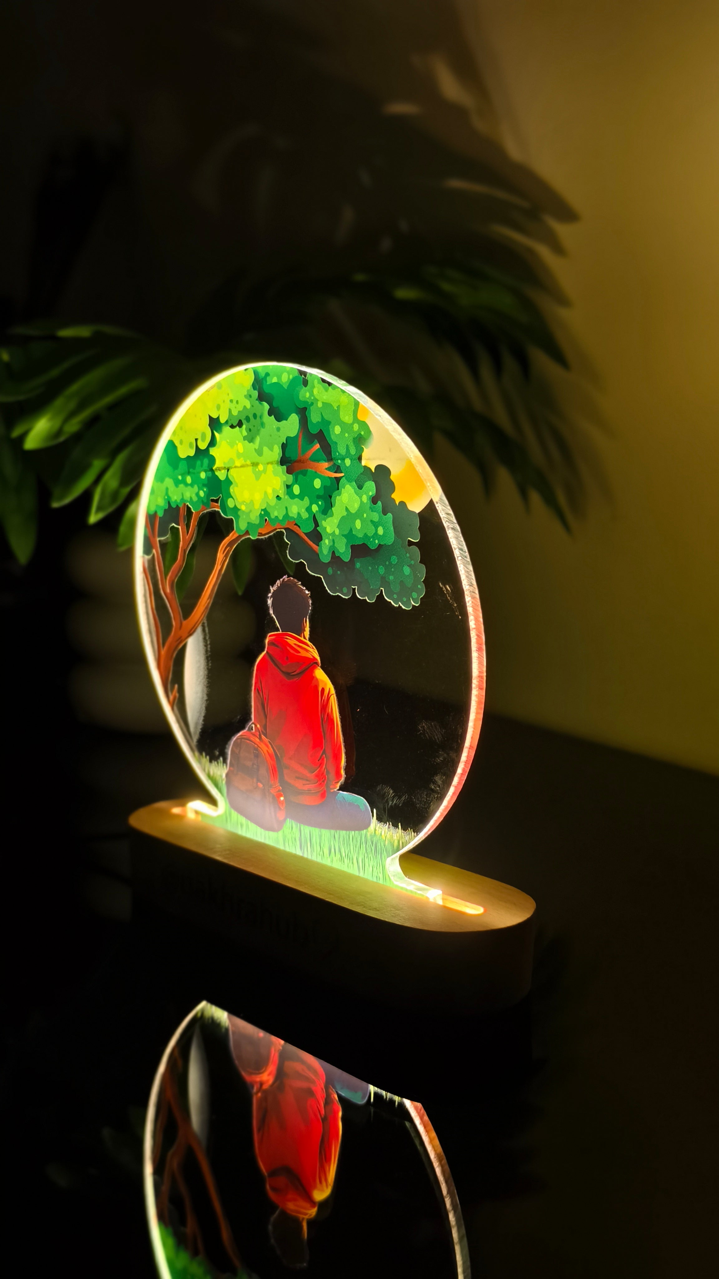 Personalized Acrylic Frame on Wooden Base | Modern Photo Gift