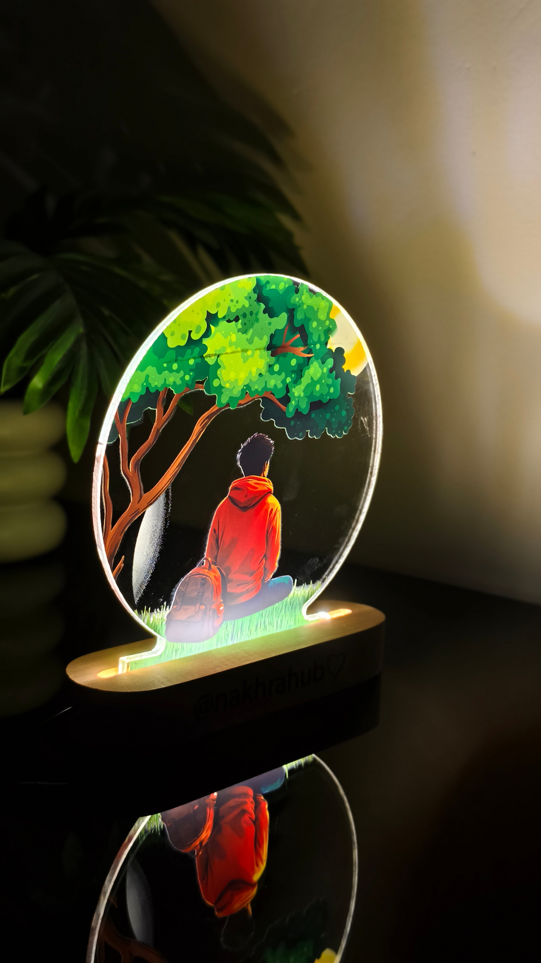 Personalized Acrylic Frame on Wooden Base | Modern Photo Gift