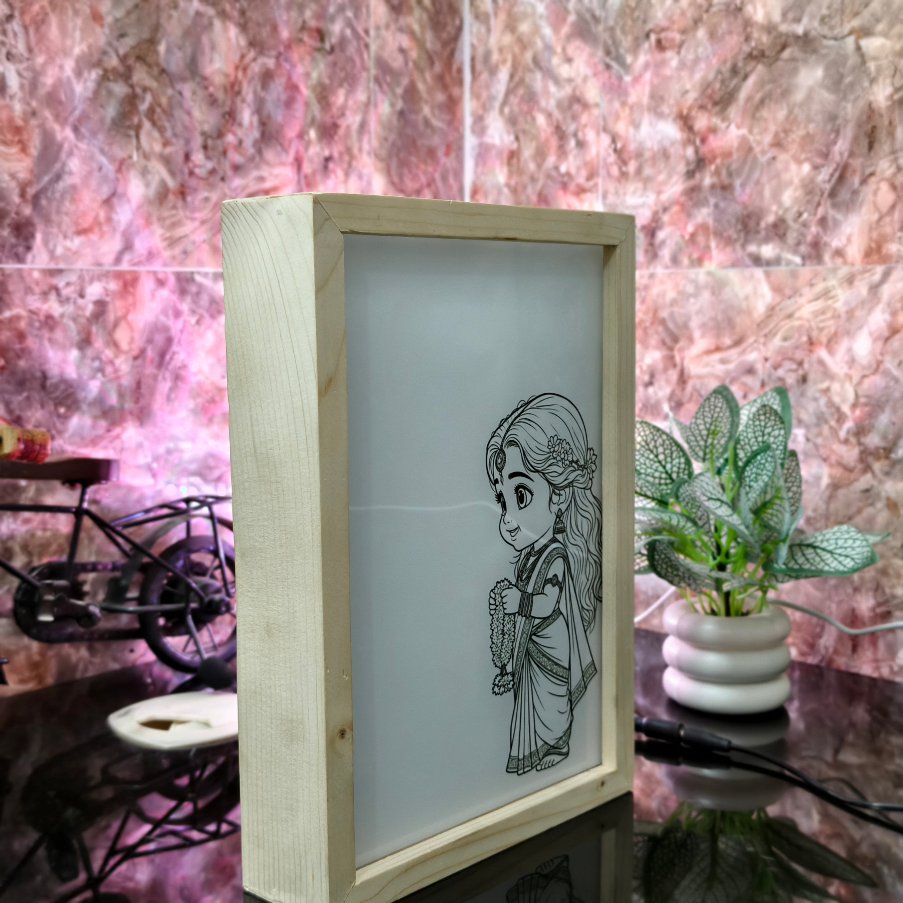 Custom 3d Magic LED Photo Frame | Personalized Glow Lamp | Wooden Frame Night Light