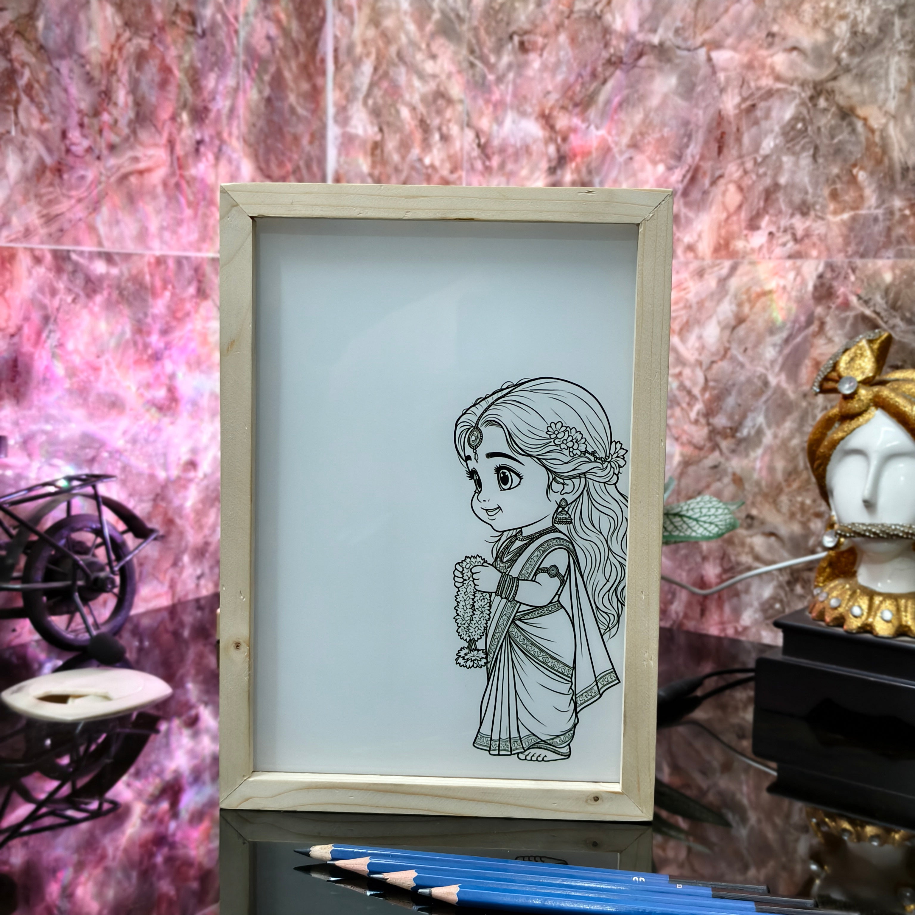 Custom 3d Magic LED Photo Frame | Personalized Glow Lamp | Wooden Frame Night Light