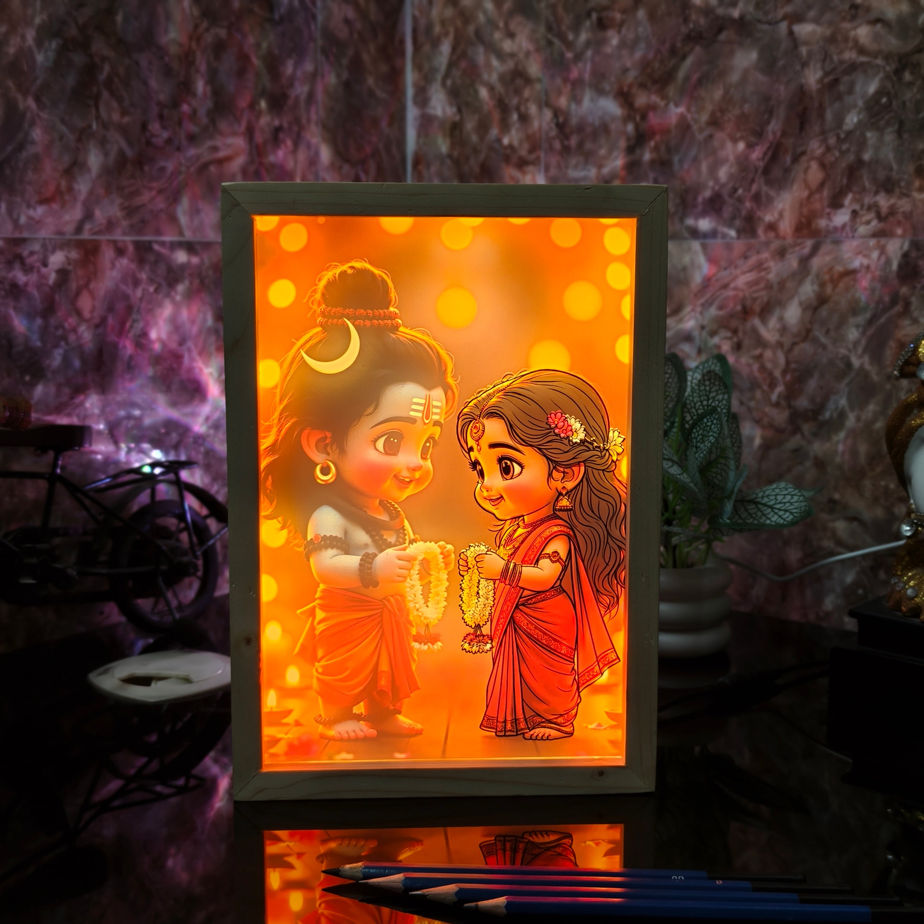 Custom 3d Magic LED Photo Frame | Personalized Glow Lamp | Wooden Frame Night Light