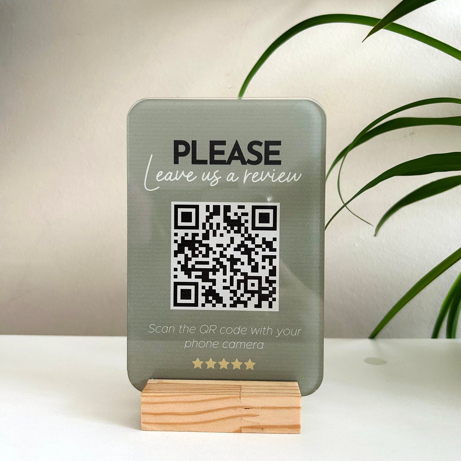 Acrylic QR Payment Stand with Wooden Base – Premium Countertop Display for Fast & Easy Payments4 4*6