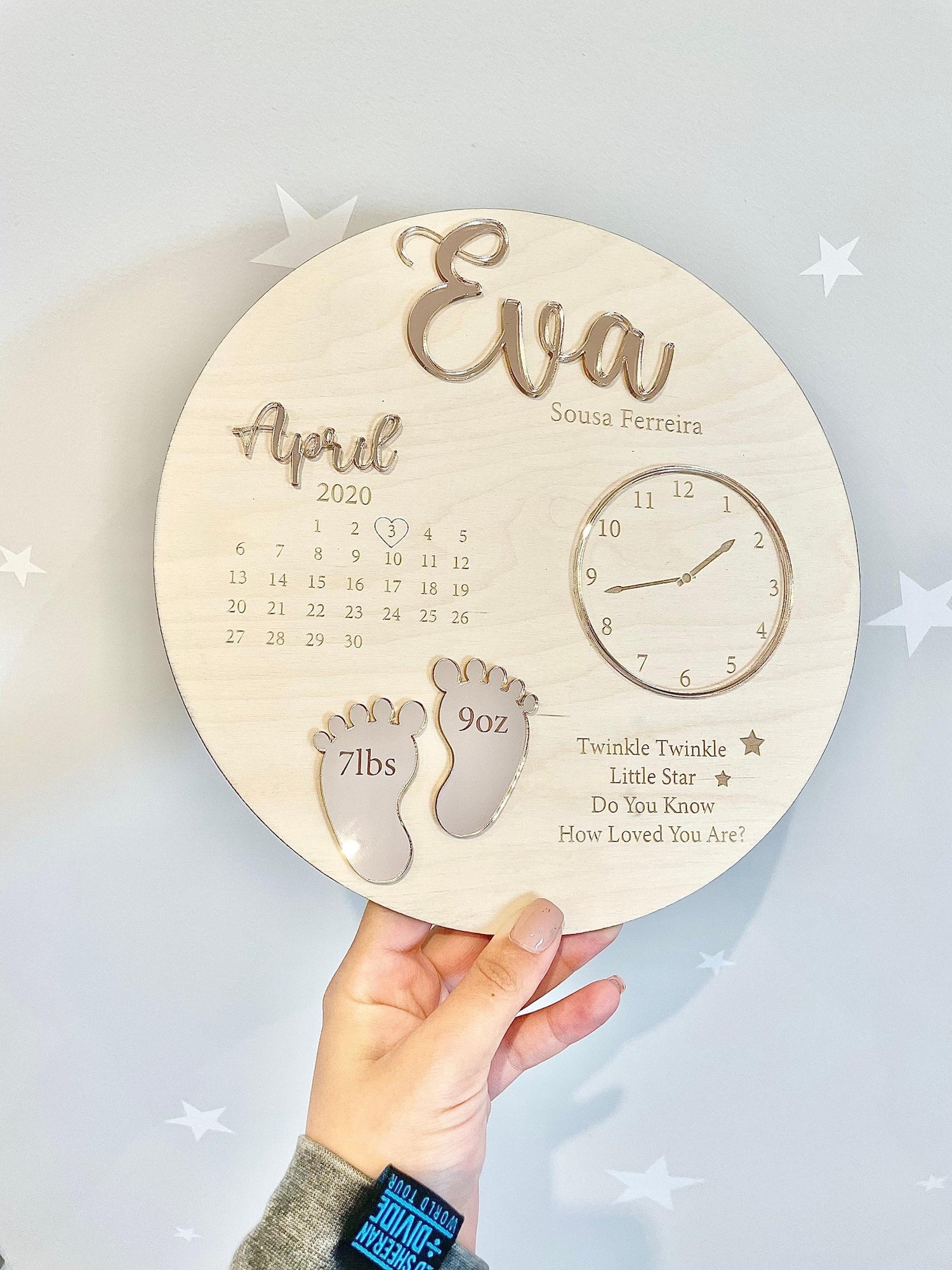 Personalized Baby Birth Announcement Keepsake Plaque – Custom Newborn Gift Sign