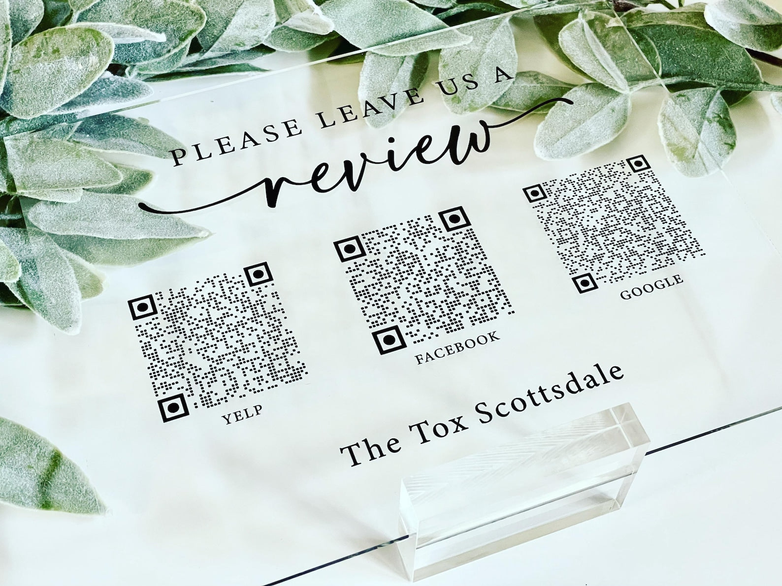 Personalized Business Leave a Review with 3 QR Codes, QR Code Sign, Google Review