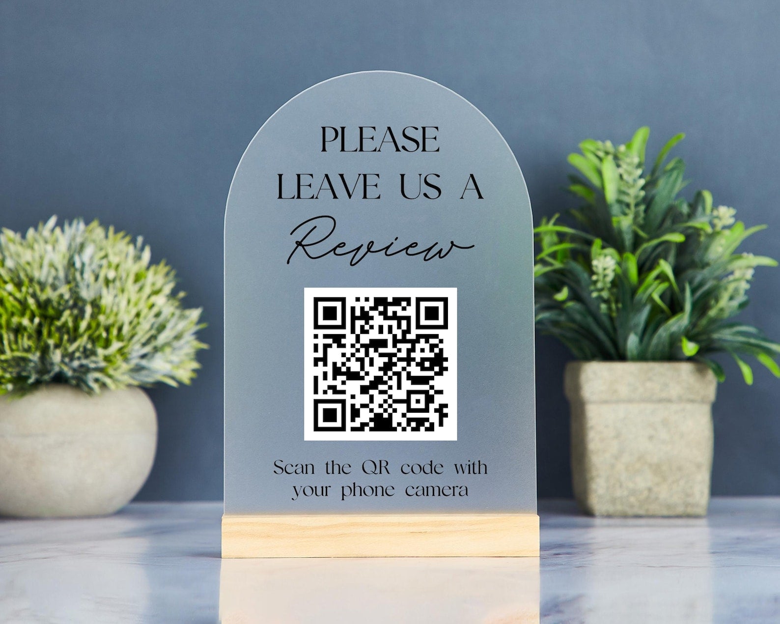 Personalized Business Leave a Review, QR Code Sign, 4.7x7 in