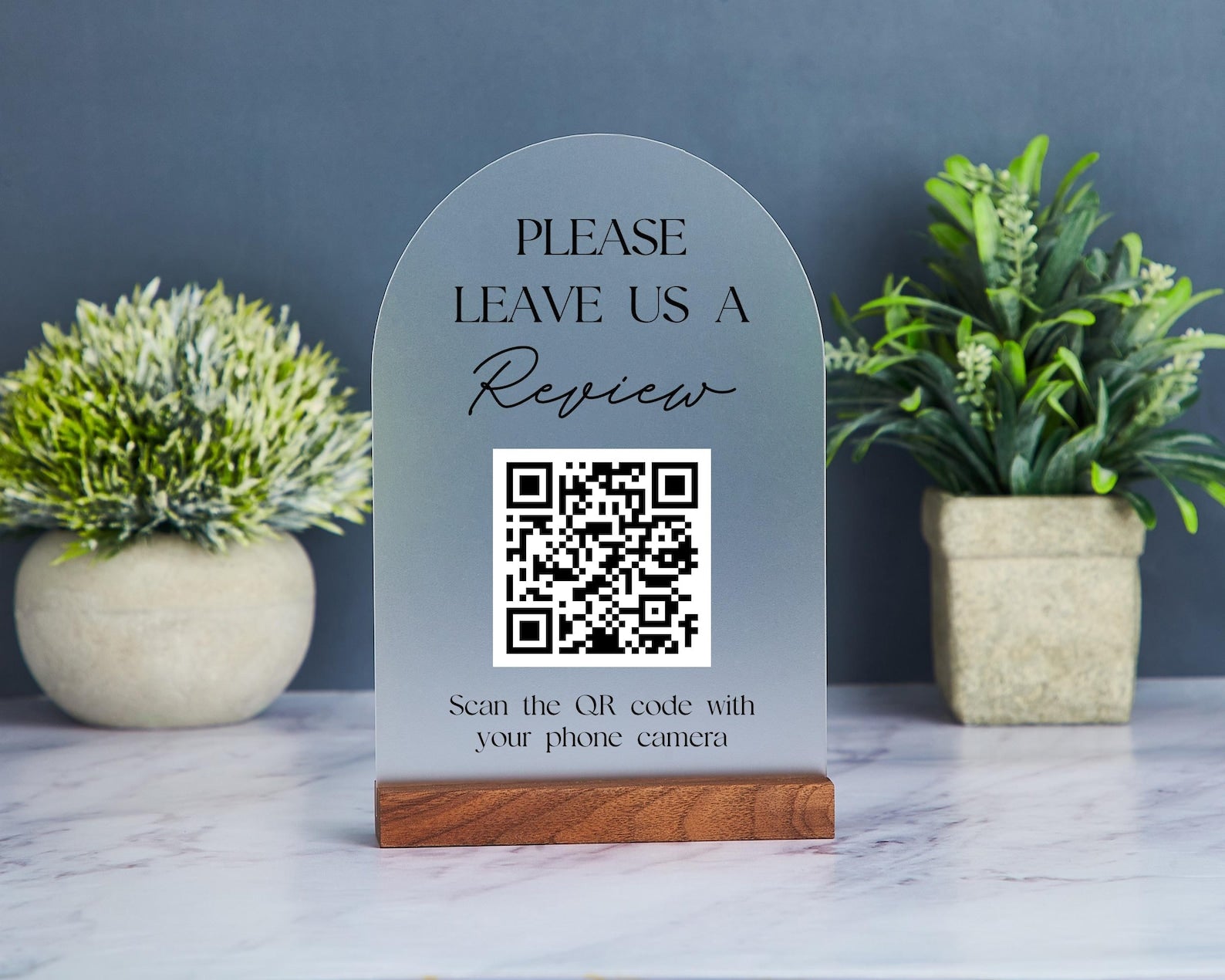 Personalized Business Leave a Review, QR Code Sign, 4.7x7 in