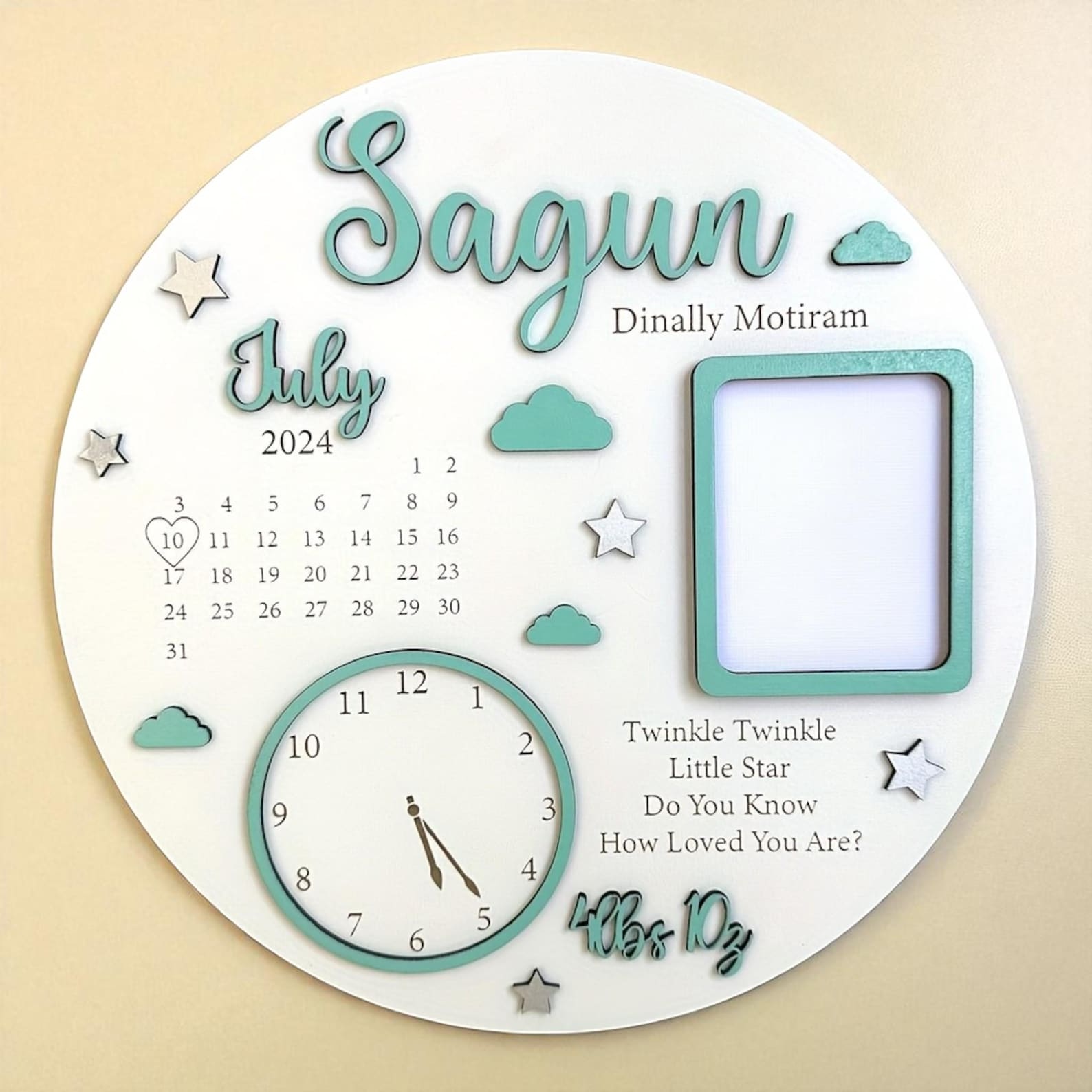 Personalized Wooden Baby Name & Birth Certificate Sign – Custom Newborn Keepsake, Baby Shower & Christmas Gift