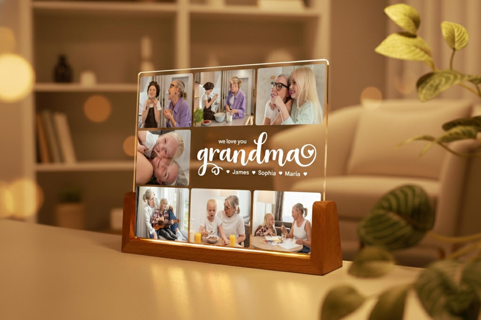 Peronalized Photo Night Light, Photo Collage LED Light, Mother Gifts, Birthday Gift for Mom