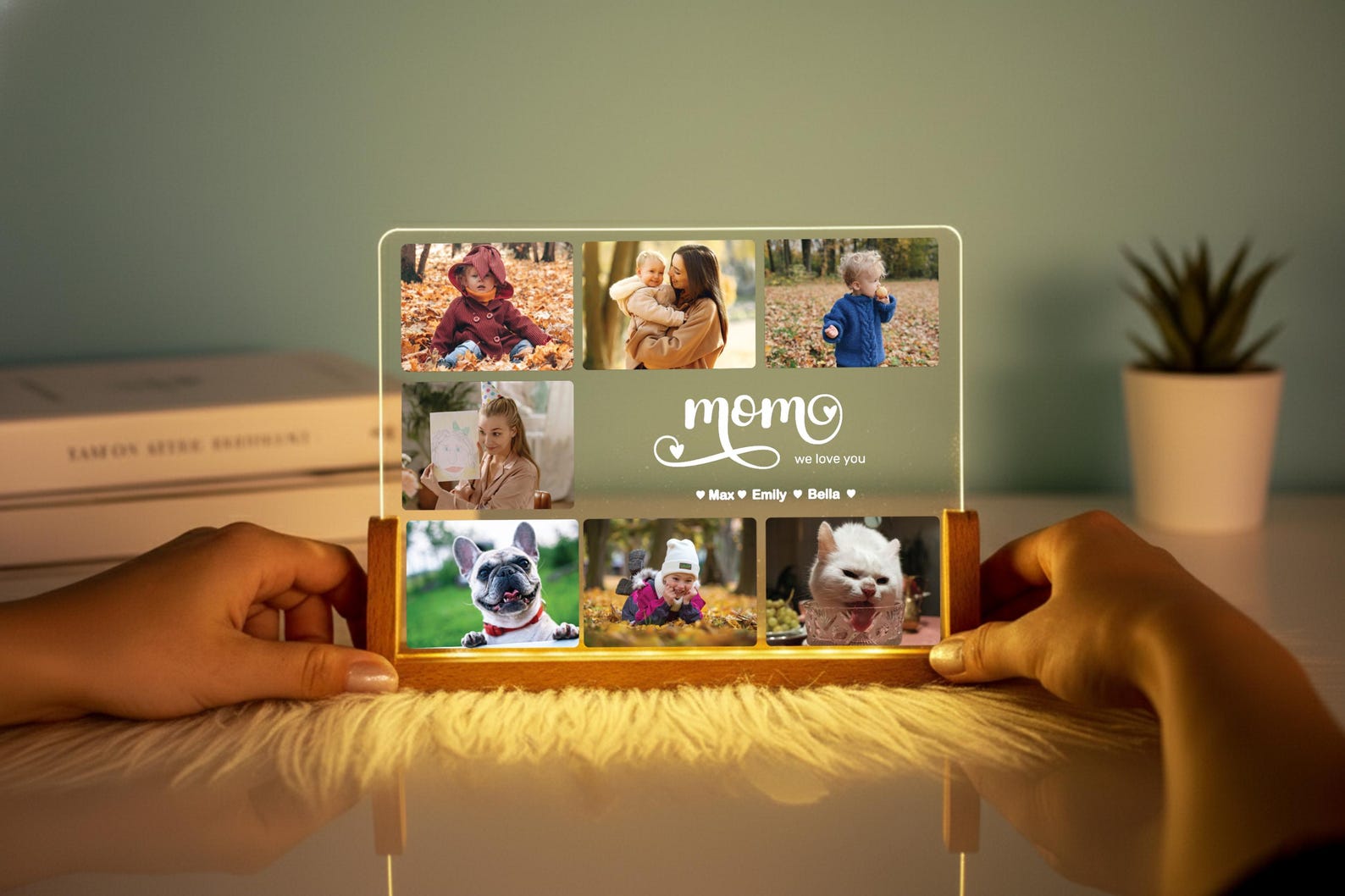 Peronalized Photo Night Light, Photo Collage LED Light, Mother Gifts, Birthday Gift for Mom