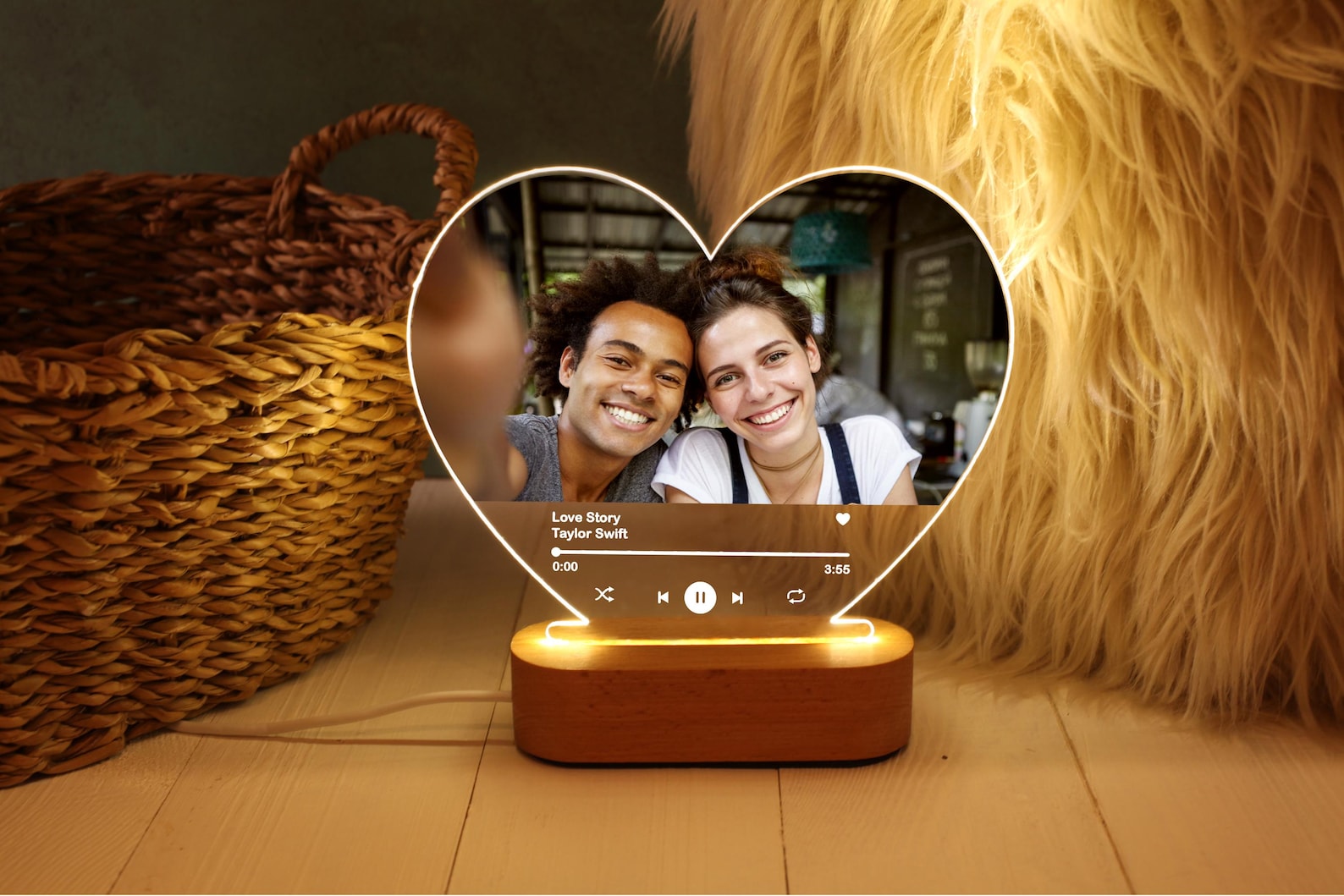 Custom Photo LED Night Lamp with Song – Personalized Music Plaque, Couple Collage Picture Frame Light, Romantic Gift for Girlfriend, Boyfriend, Wife, Husband