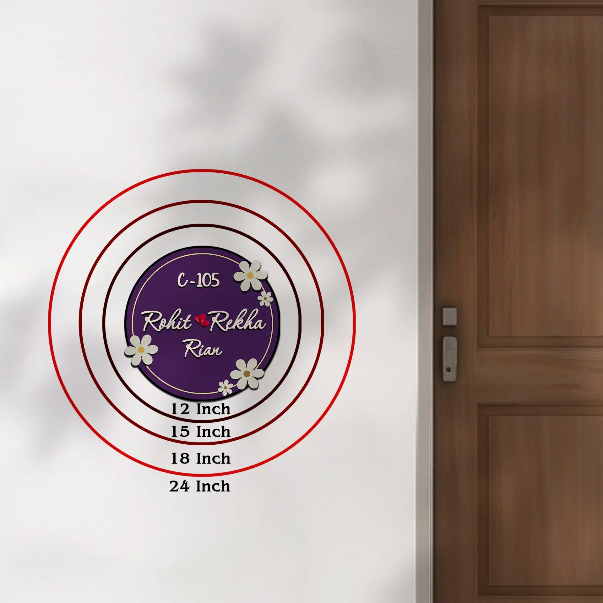 Modern Round Wooden Nameplate with 3D Acrylic Letters | Custom Made