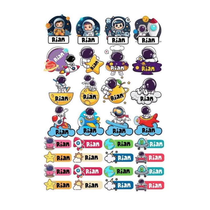 Custom 3D Waterproof Name Stickers | Durable & Stylish- Set of 31