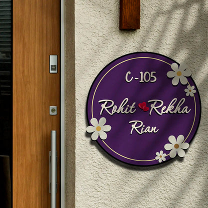 Modern Round Wooden Nameplate with 3D Acrylic Letters | Custom Made