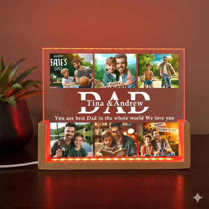 Custom Photo Night Light, Daddy Photo Collage LED Light, Personalized Photo Lamp, Birthday Gift for Dad, Father&