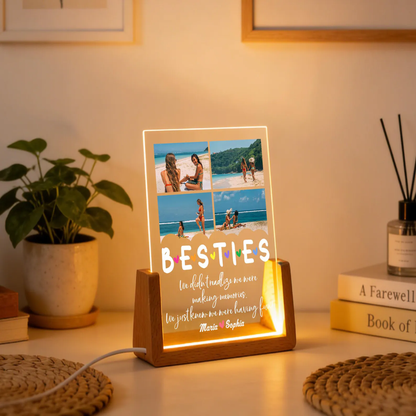 Custom Friendship Day Photo Lamp  | Personalized Acrylic LED Lamp for Best Friend | Customized Memory Night Light Gift