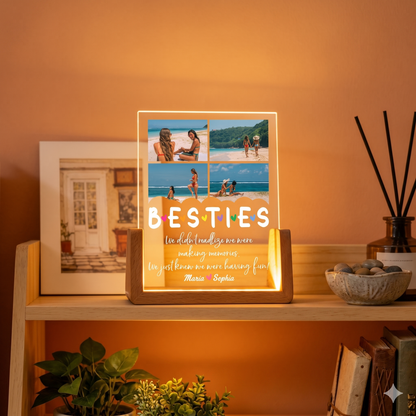 Custom Friendship Day Photo Lamp  | Personalized Acrylic LED Lamp for Best Friend | Customized Memory Night Light Gift