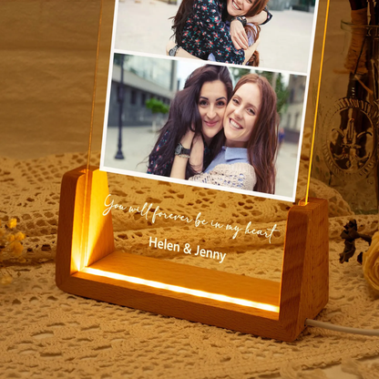 Custom Friendship Day Photo Lamp  | Personalized Acrylic LED Lamp for Best Friend | Customized Memory Night Light Gift