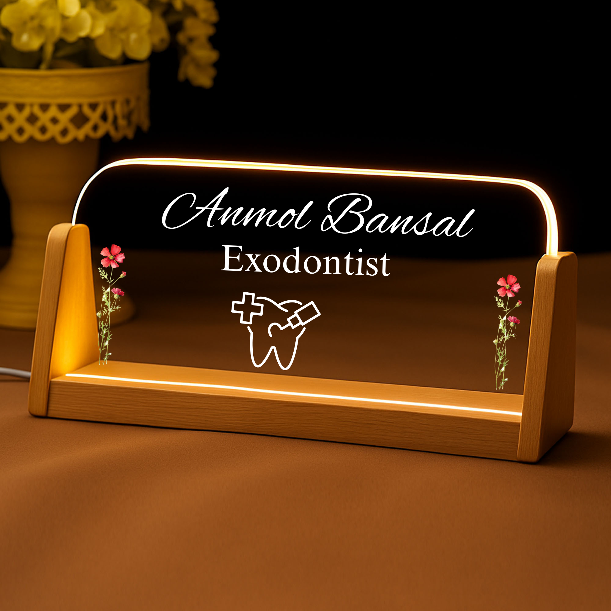 Customized Acrylic Designation Name Plate with Adapter| Exodontist