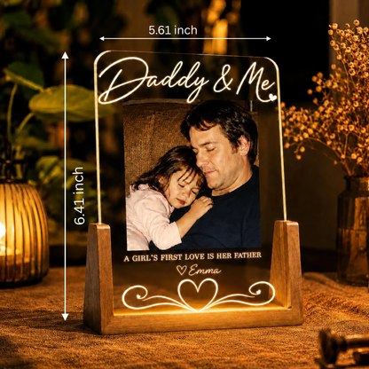 Custom Photo Night Light, Daddy Photo Collage LED Light, Personalized Photo Lamp, Birthday Gift for Dad, Father&