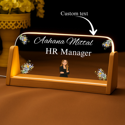 Customized Acrylic Designation Name Plate with Adapter|Personalized Office &amp; Professional Name Board | HR