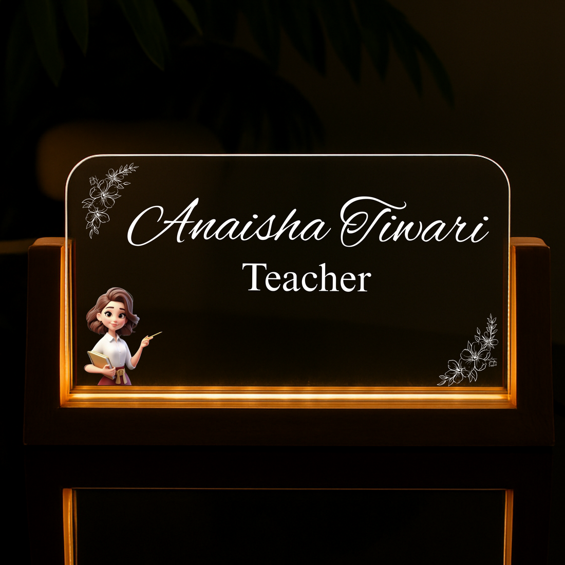 Customized Acrylic Designation Name Plate with Adapter | Personalized Office &amp; Professional Name Board| Teacher