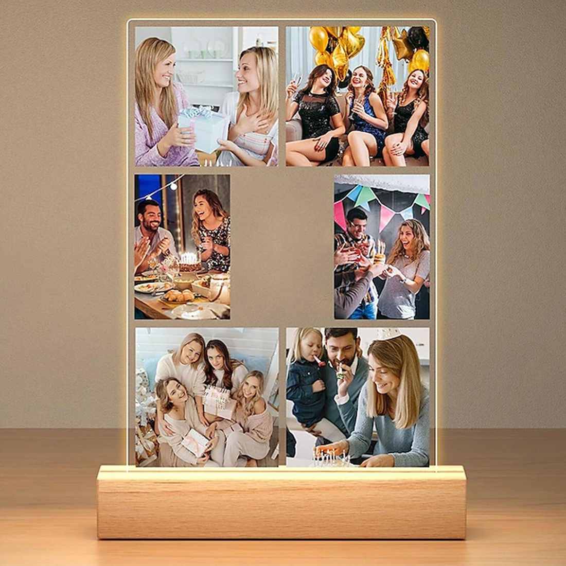 Custom Friendship Day Photo Lamp  | Personalized Acrylic LED Lamp for Best Friend | Customized Memory Night Light Gift