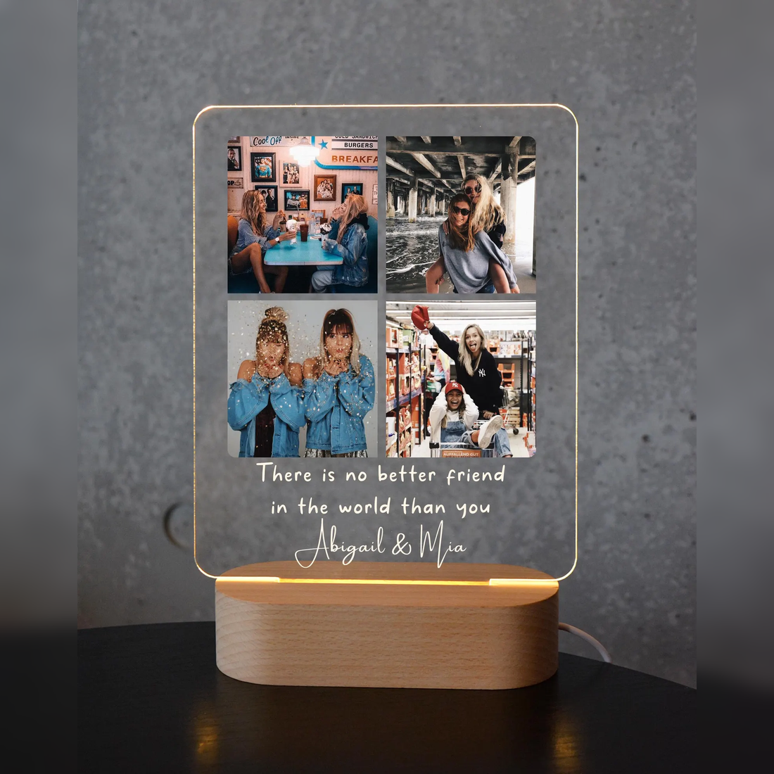 Custom Friendship Day Photo Lamp  | Personalized Acrylic LED Lamp for Best Friend | Customized Memory Night Light Gift