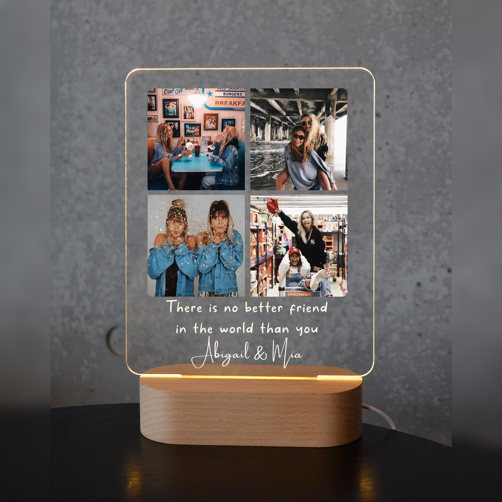 Custom Friendship Day Photo Lamp  | Personalized Acrylic LED Lamp for Best Friend | Customized Memory Night Light Gift